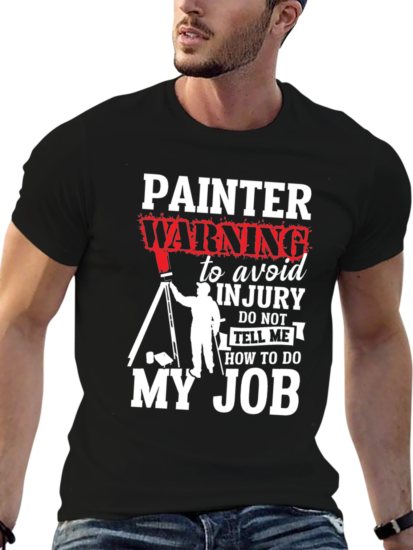 Black Painter Warning Graphic T-Shirt view 6