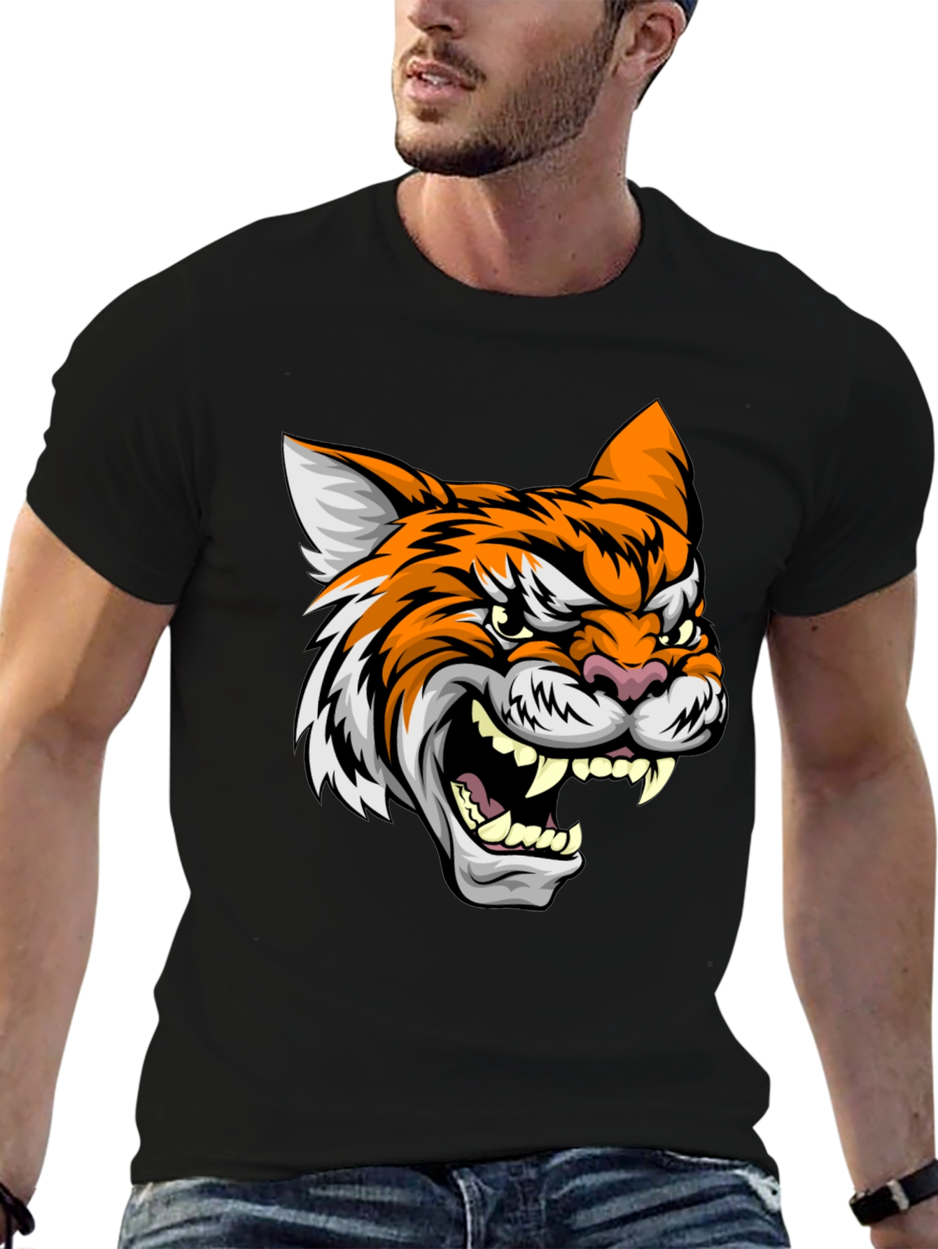 Black Tiger Graphic Black T-Shirt view 6