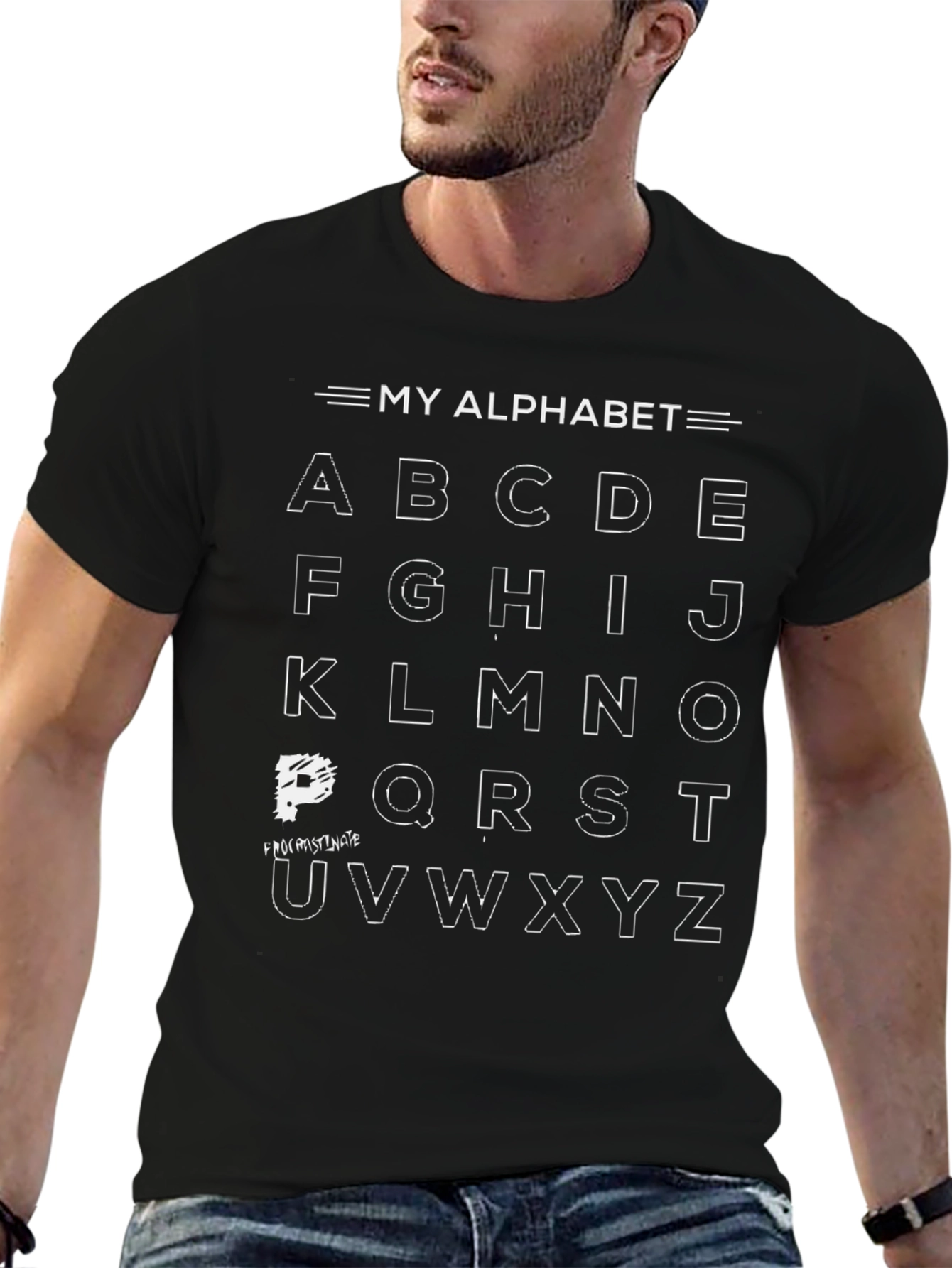 Black My Alphabet T-Shirt - Fun Graphic Tee view 6