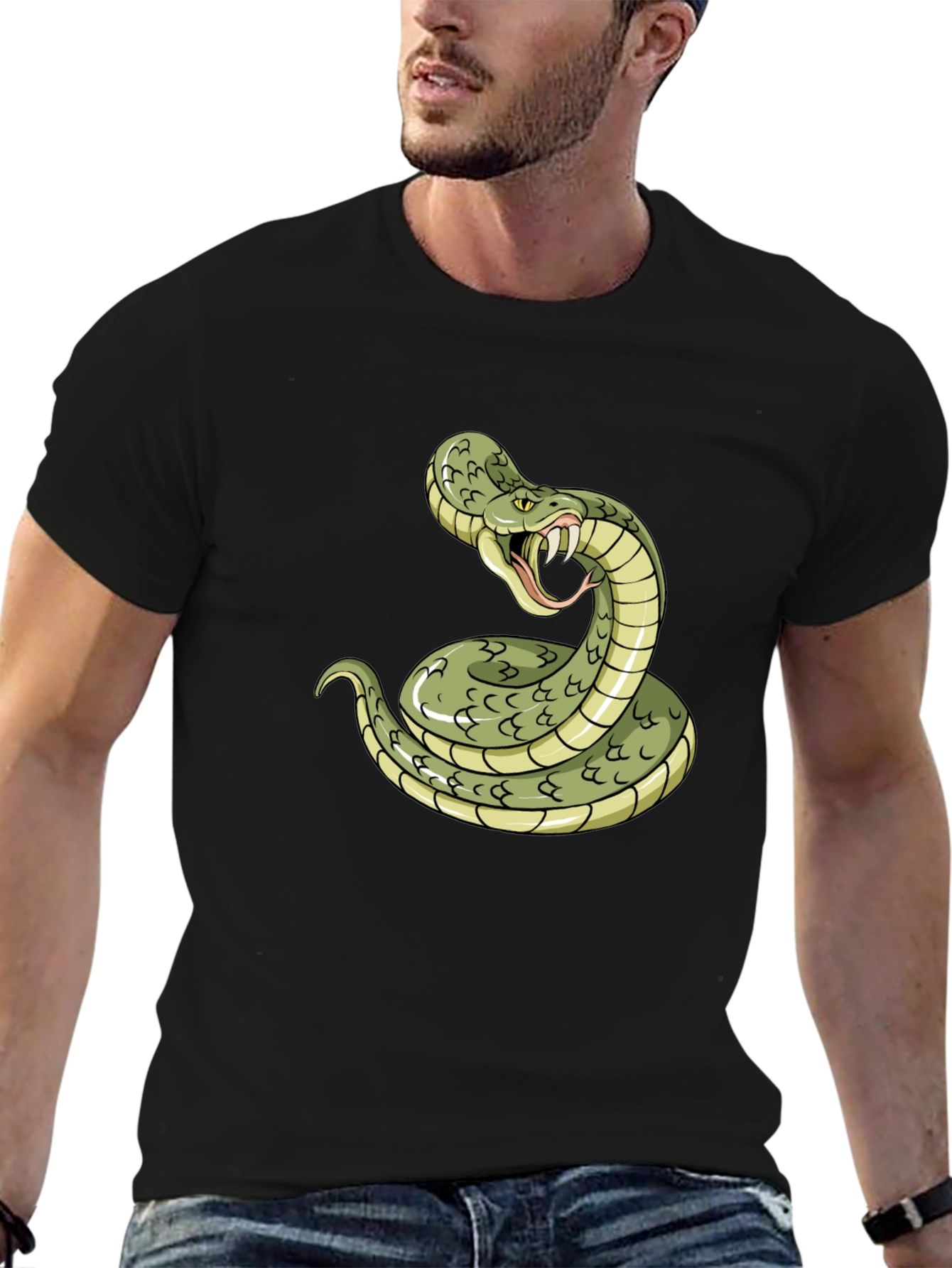 Black Snake Graphic Tee - Black Cotton T-Shirt view 6