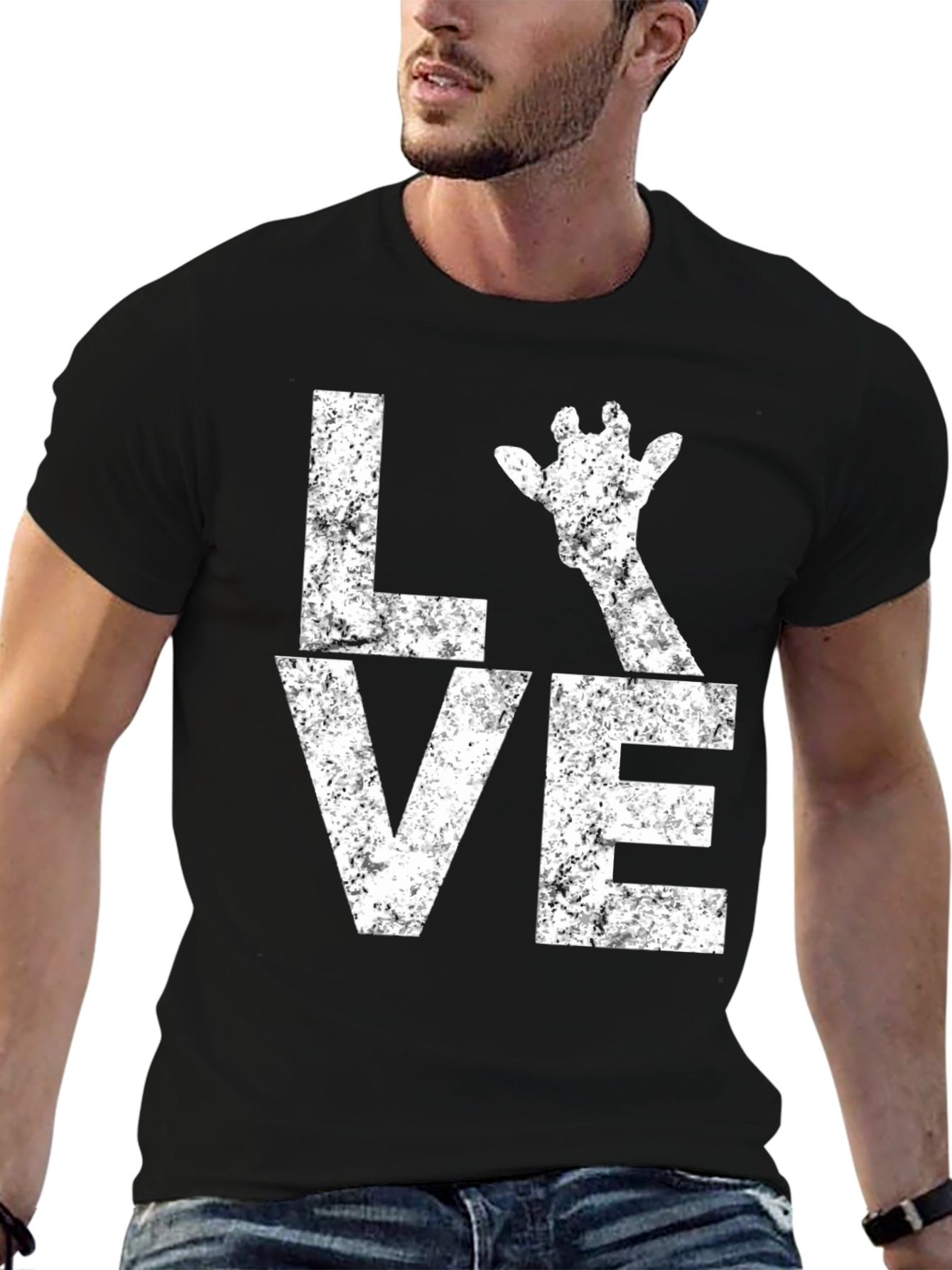 Black Love Giraffe Graphic Tee - Black Cotton Blend view 6