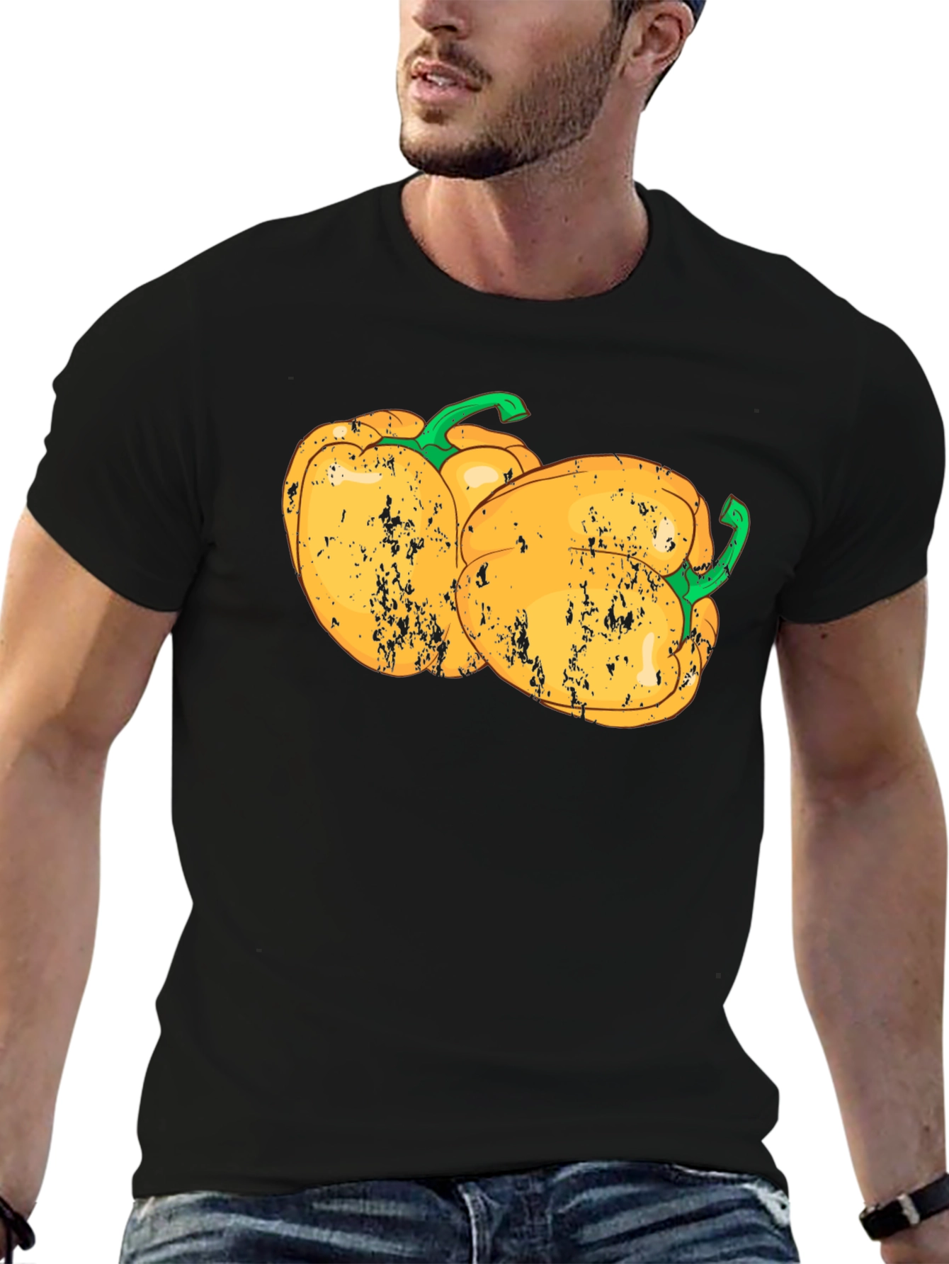 Black Yellow Pepper Graphic T-Shirt view 6