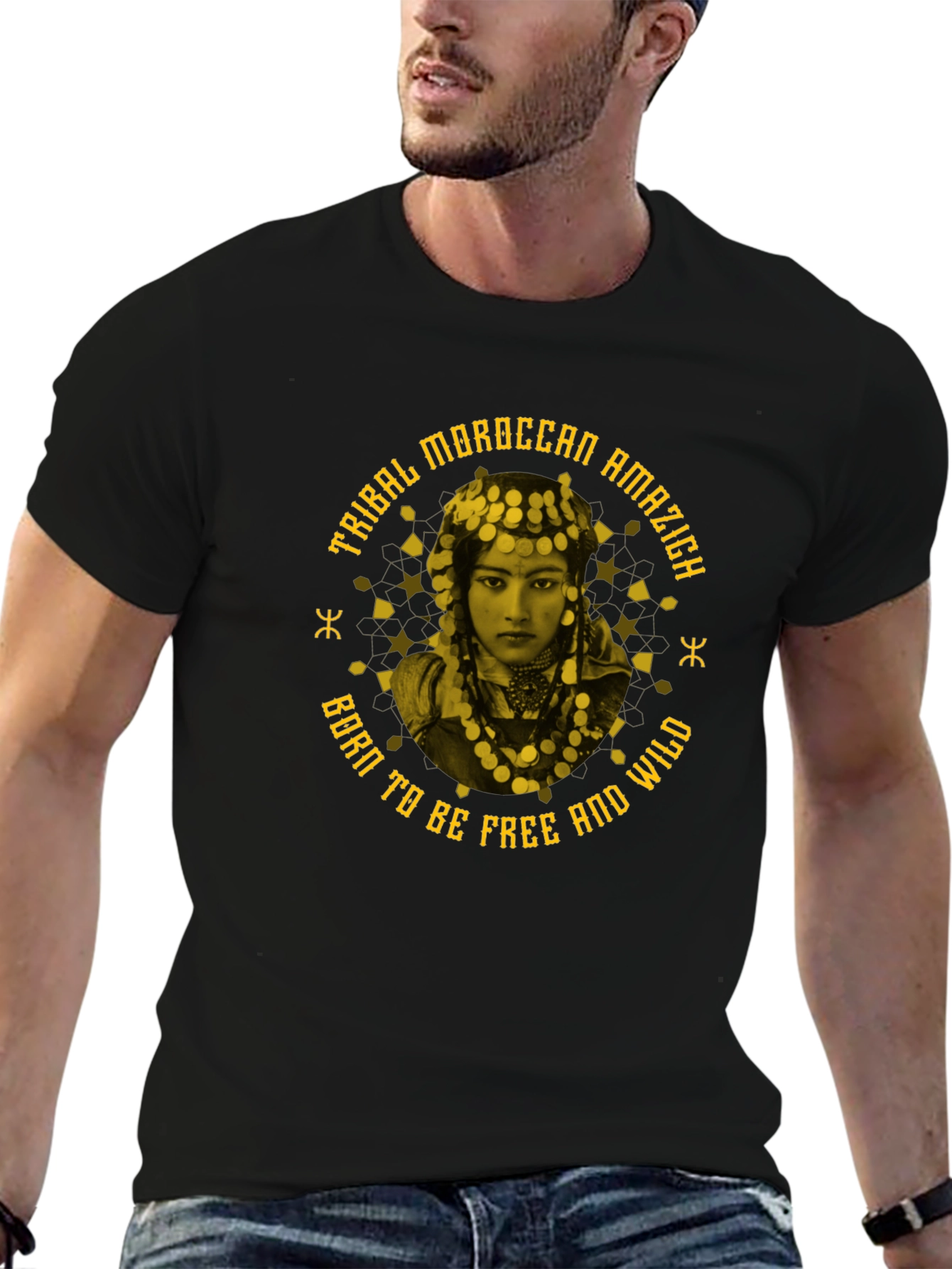 Black Tribal Moroccan Amazigh Graphic Tee view 6