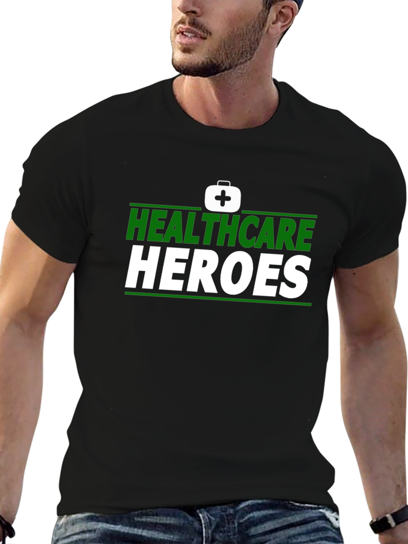 Black Healthcare Heroes Graphic T-Shirt view 6