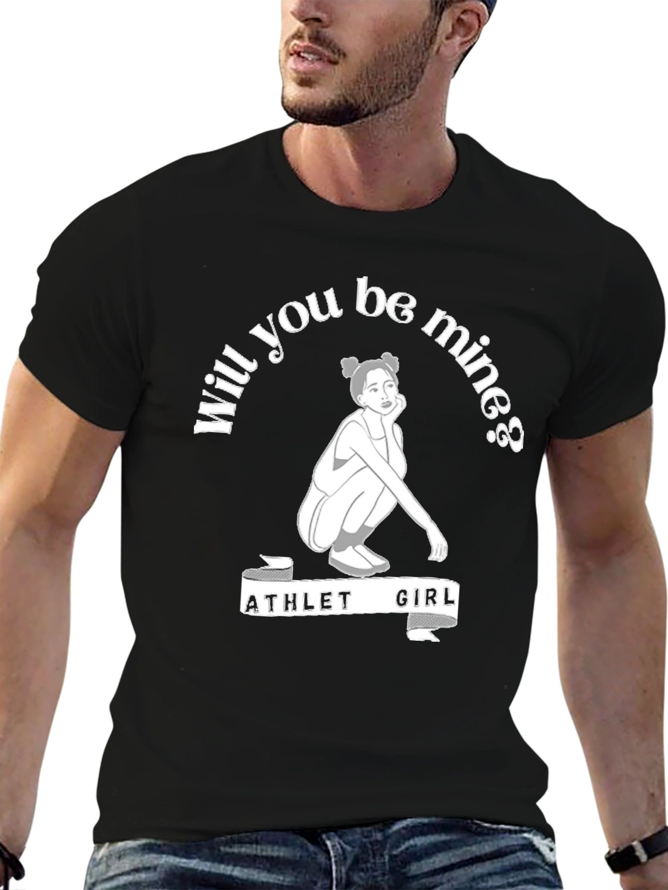 Black Athlete Girl Will You Be Mine T-Shirt view 6