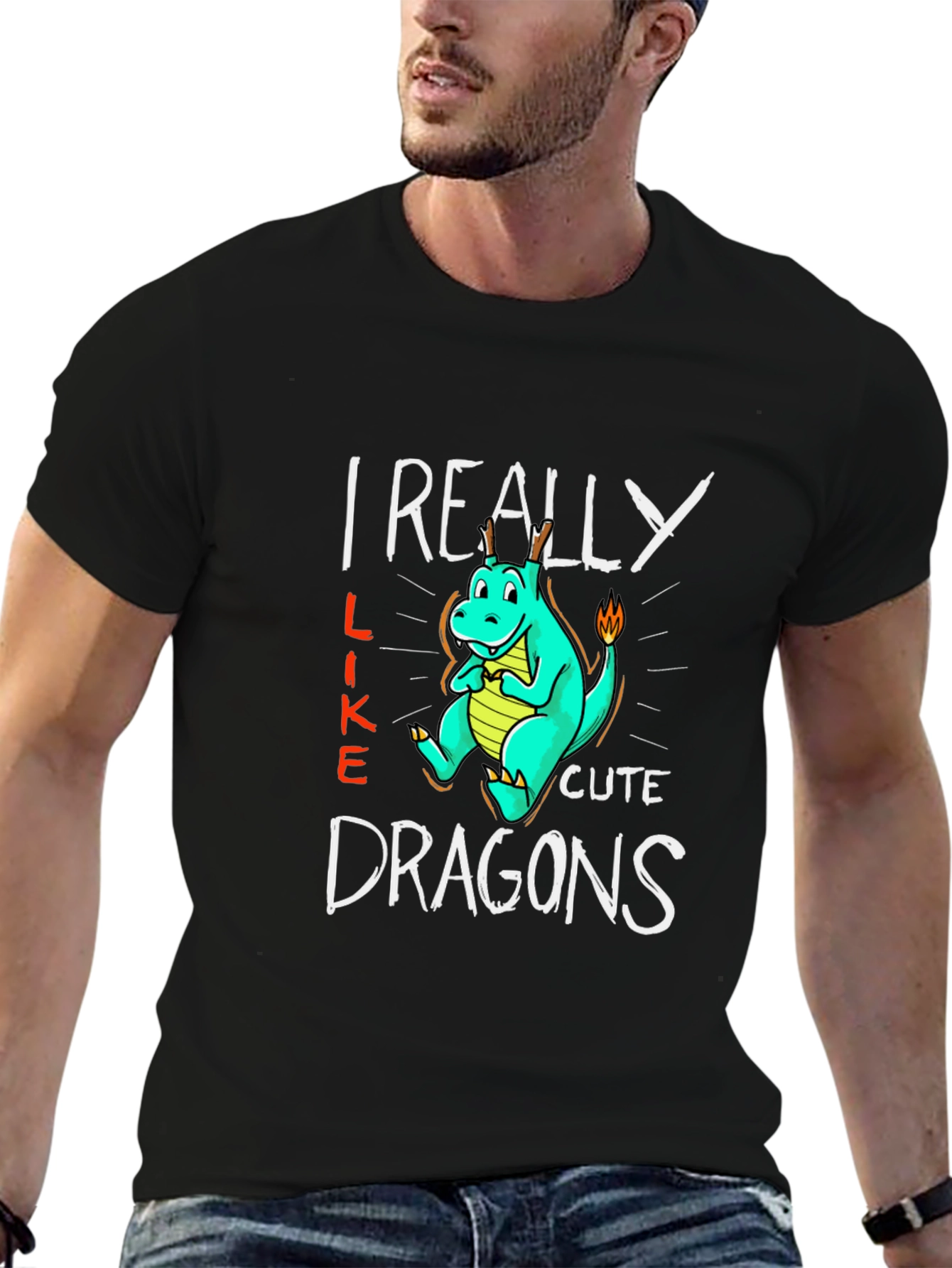 Cute Dragon Graphic Tee - 'I Really Like Cute Dragons' T-Shirt - 6