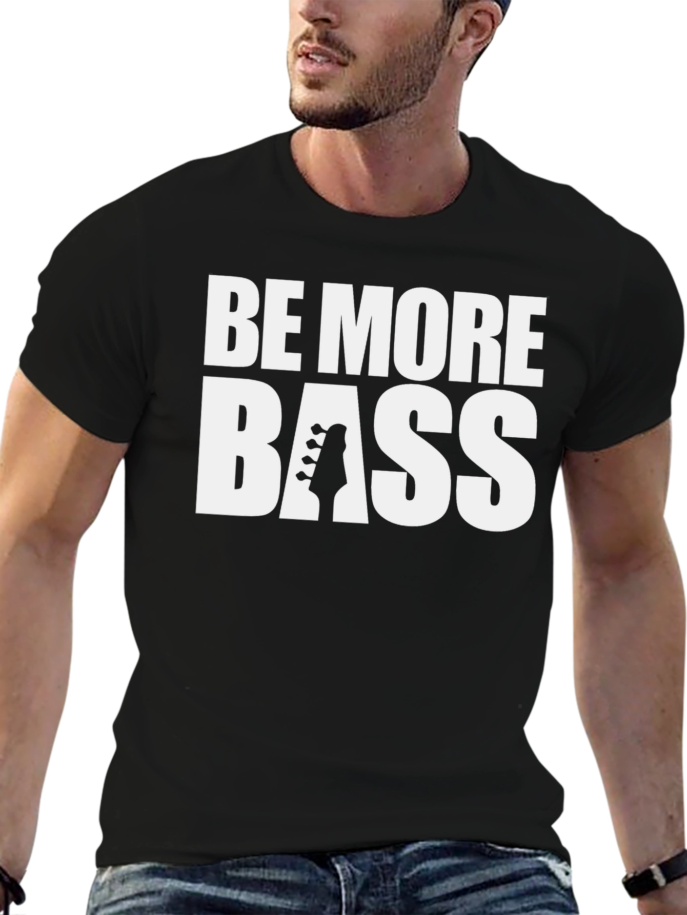 Black Be More Bass T-Shirt | Bass Guitar Music Shirt view 6