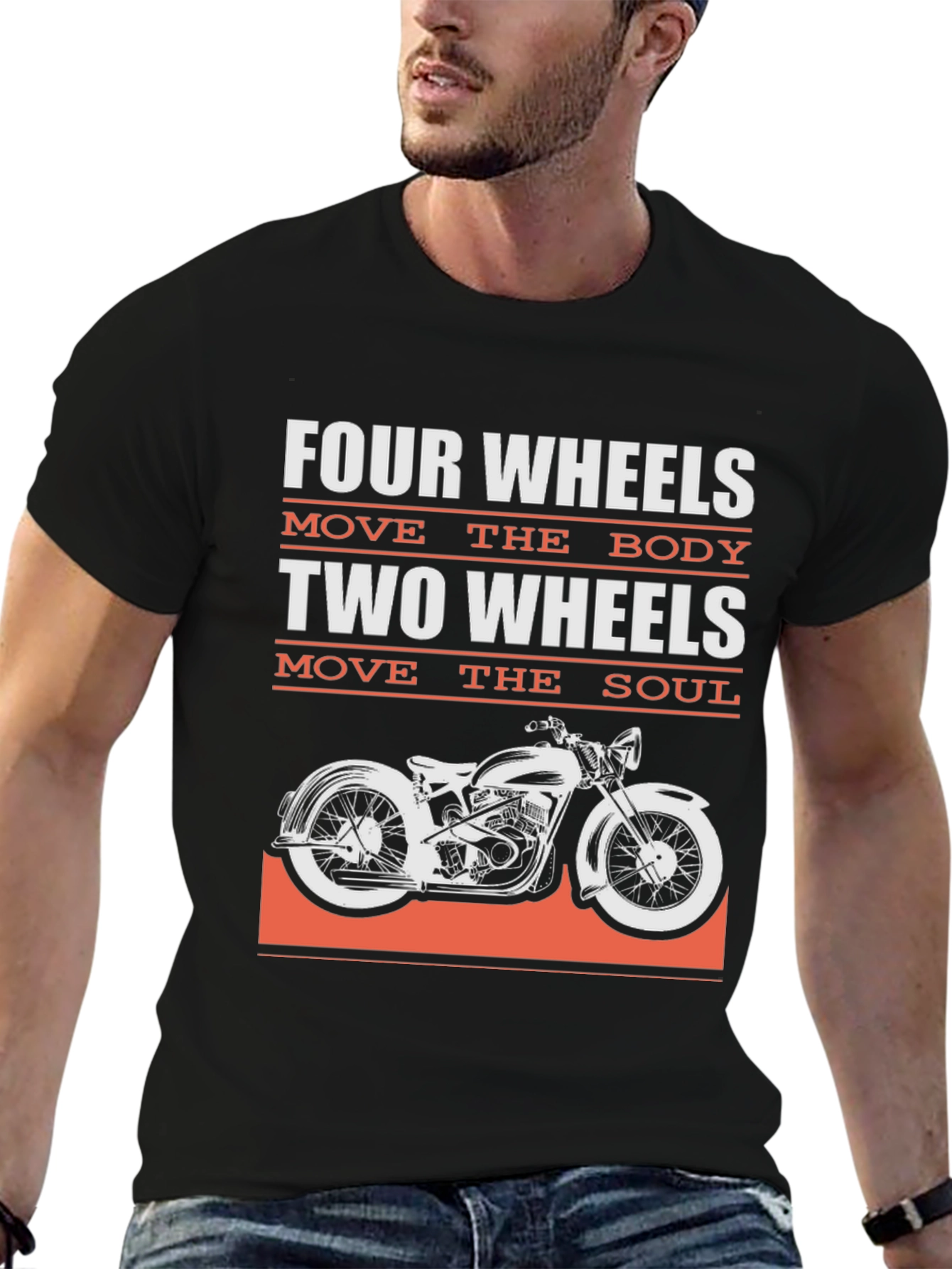 Black Two Wheels Move the Soul Graphic Tee view 6