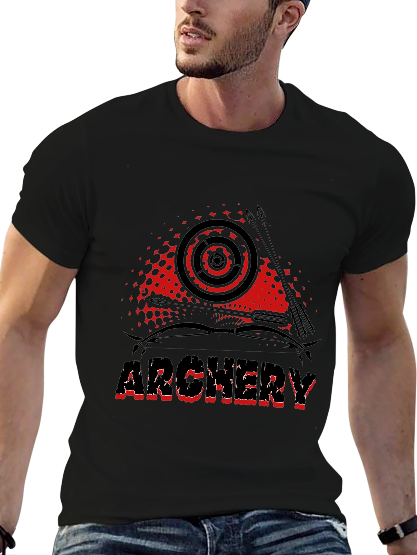Black Archery Graphic Tee - Black Cotton Casual T-Shirt view 6