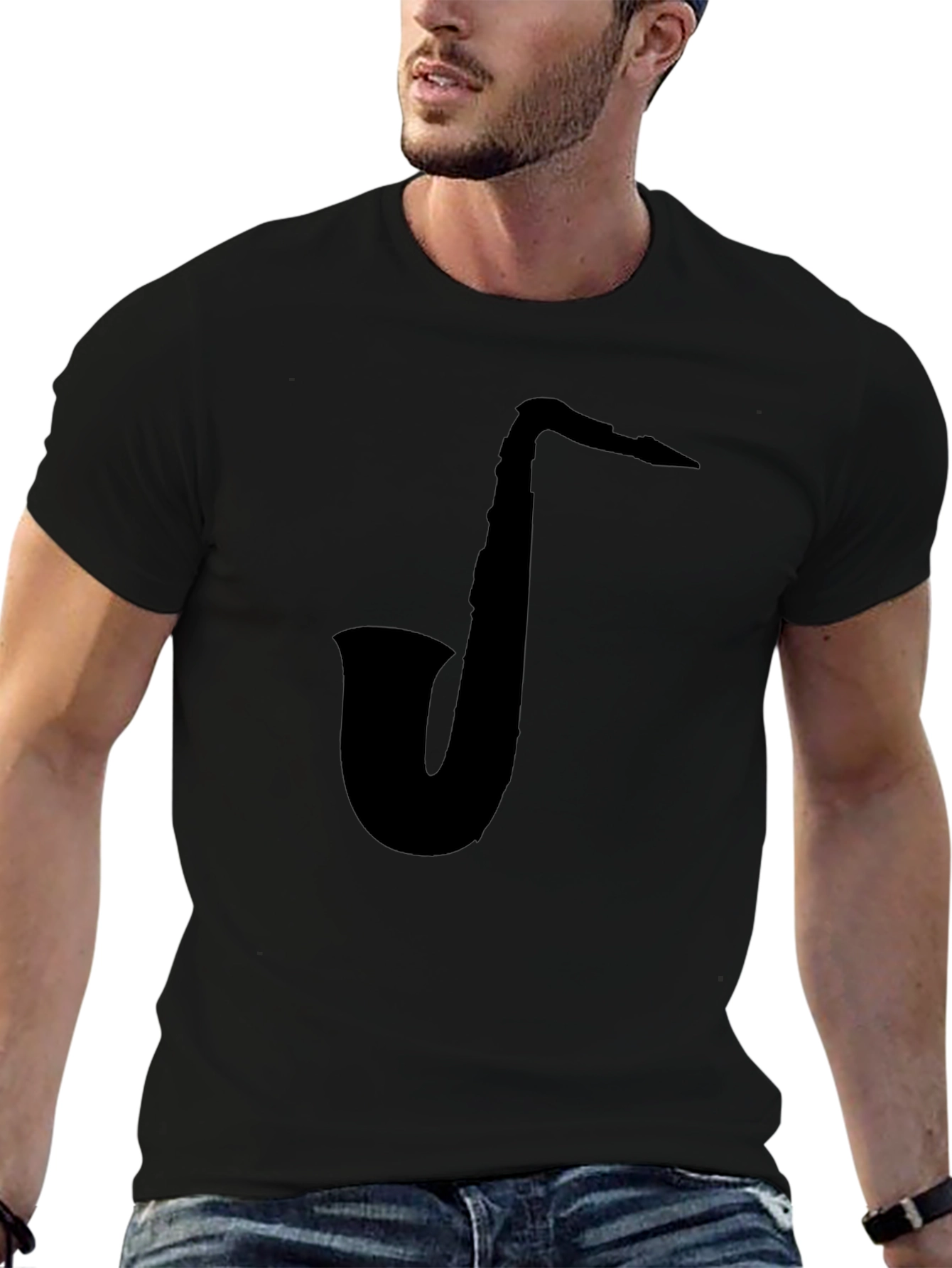 Black Saxophone Graphic T-Shirt view 6