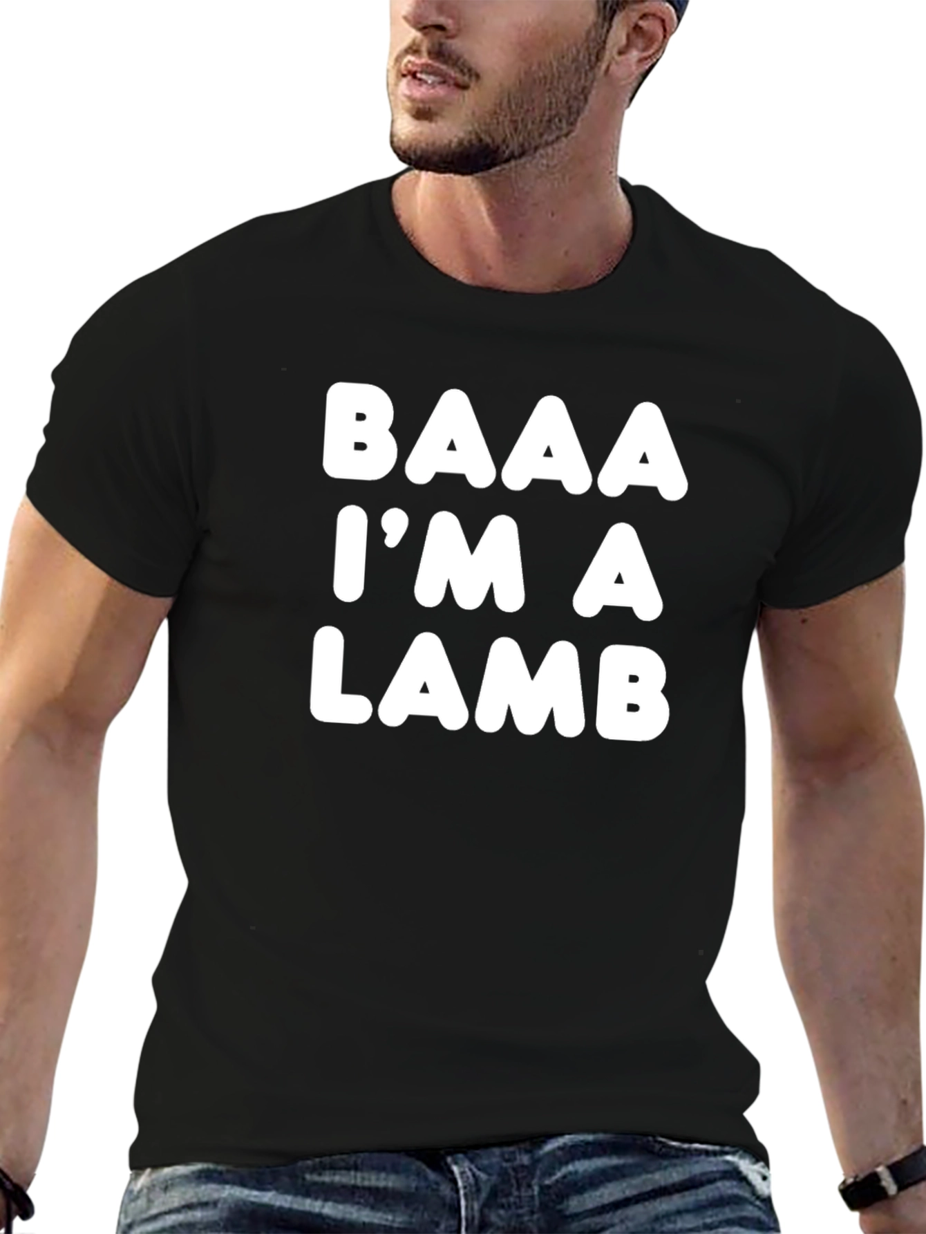 Black BAAA I'M A LAMB Black T-Shirt - Funny Sheep Joke Humor Tee view 6