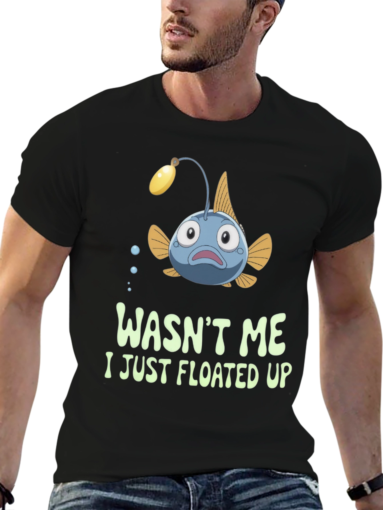 Black Funny Anglerfish T-Shirt - Wasn't Me view 6