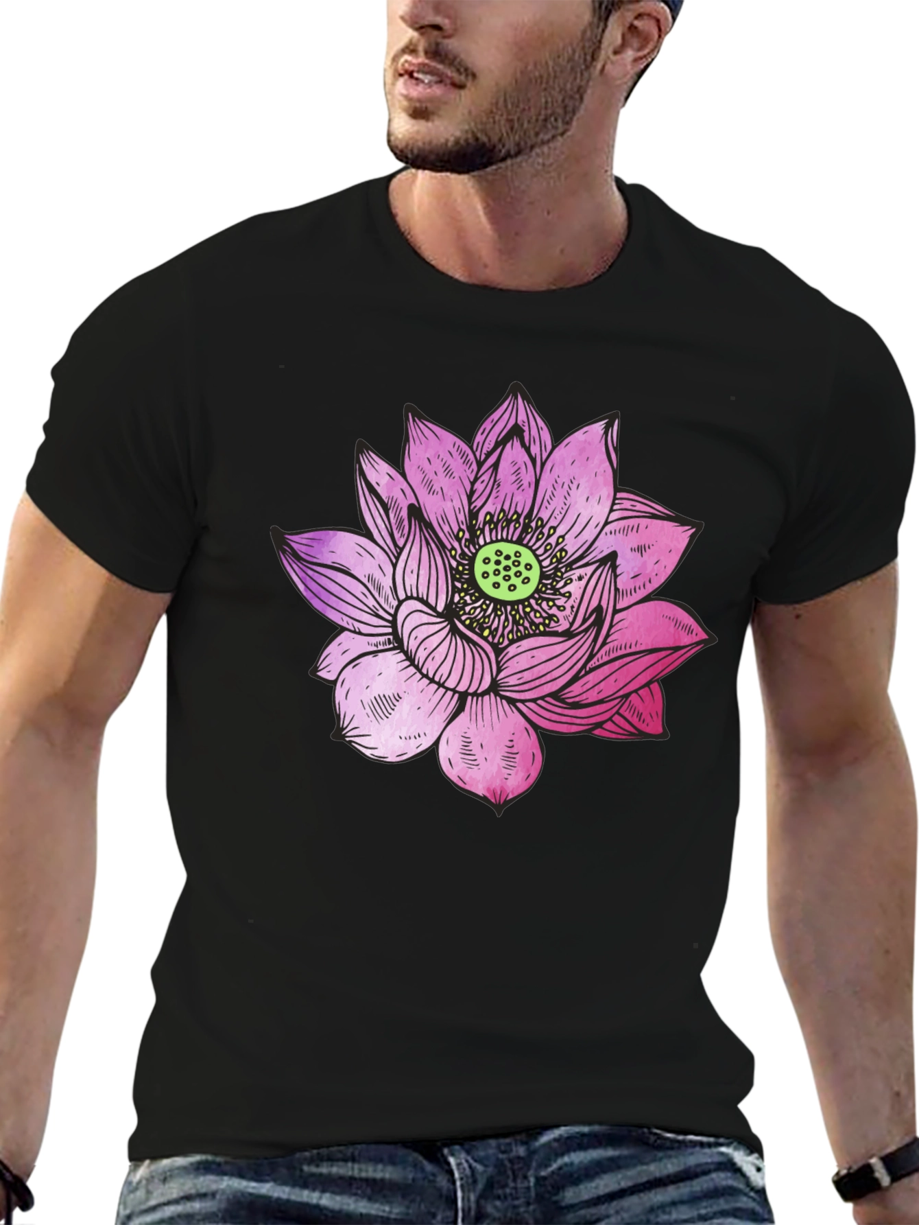 Black Lotus Flower Graphic Tee view 6