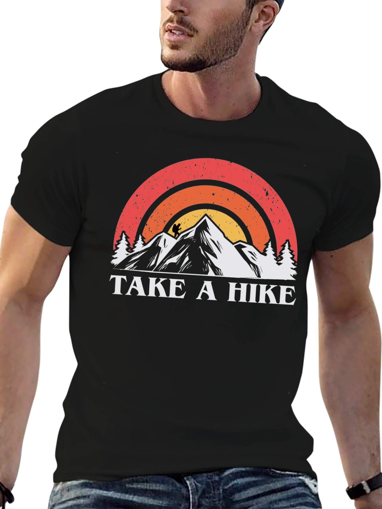 Black Take a Hike T-Shirt - Vintage Mountain Design view 6