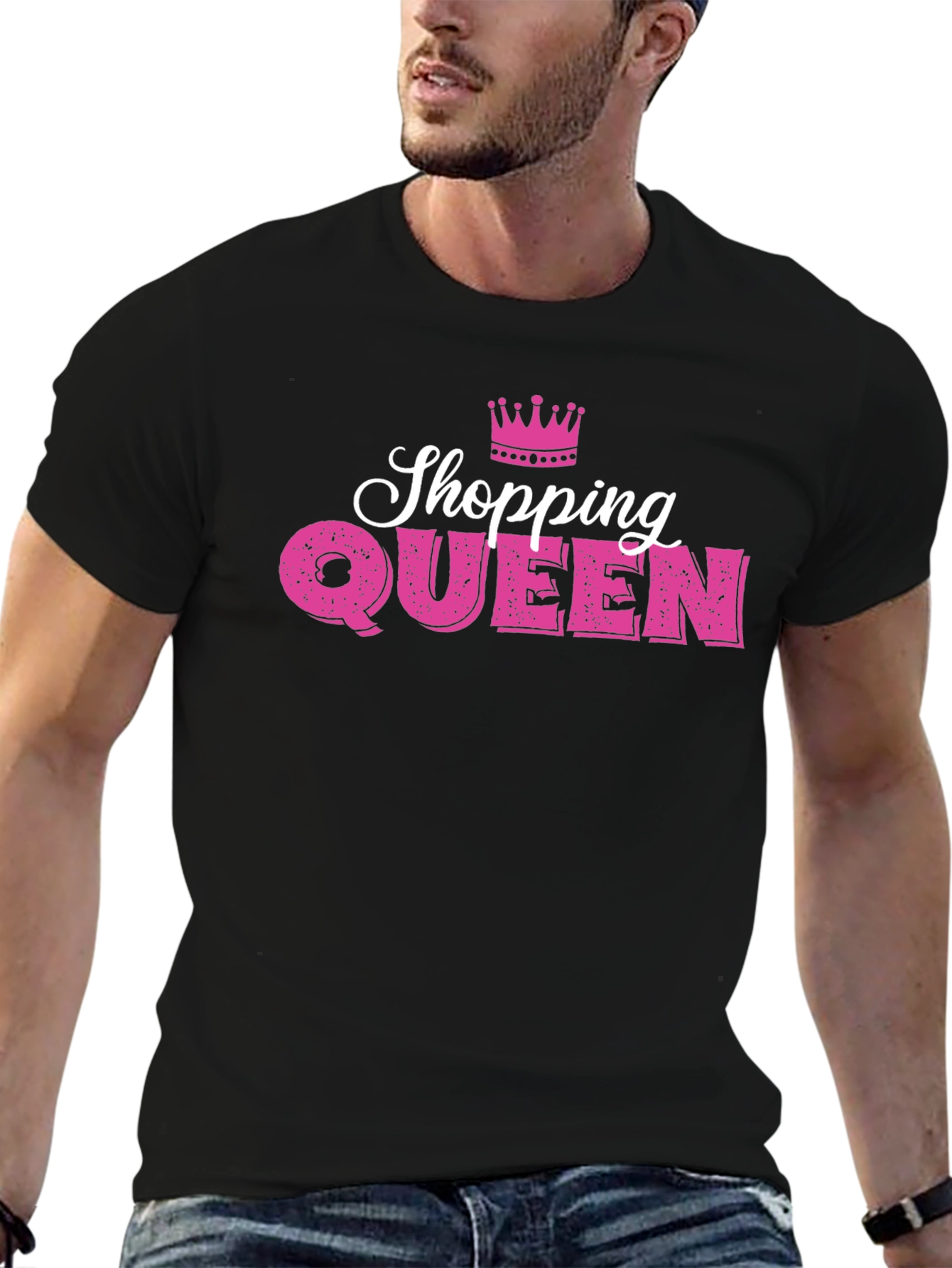 Black Shopping Queen T-Shirt - Stylish & Fun Design view 6