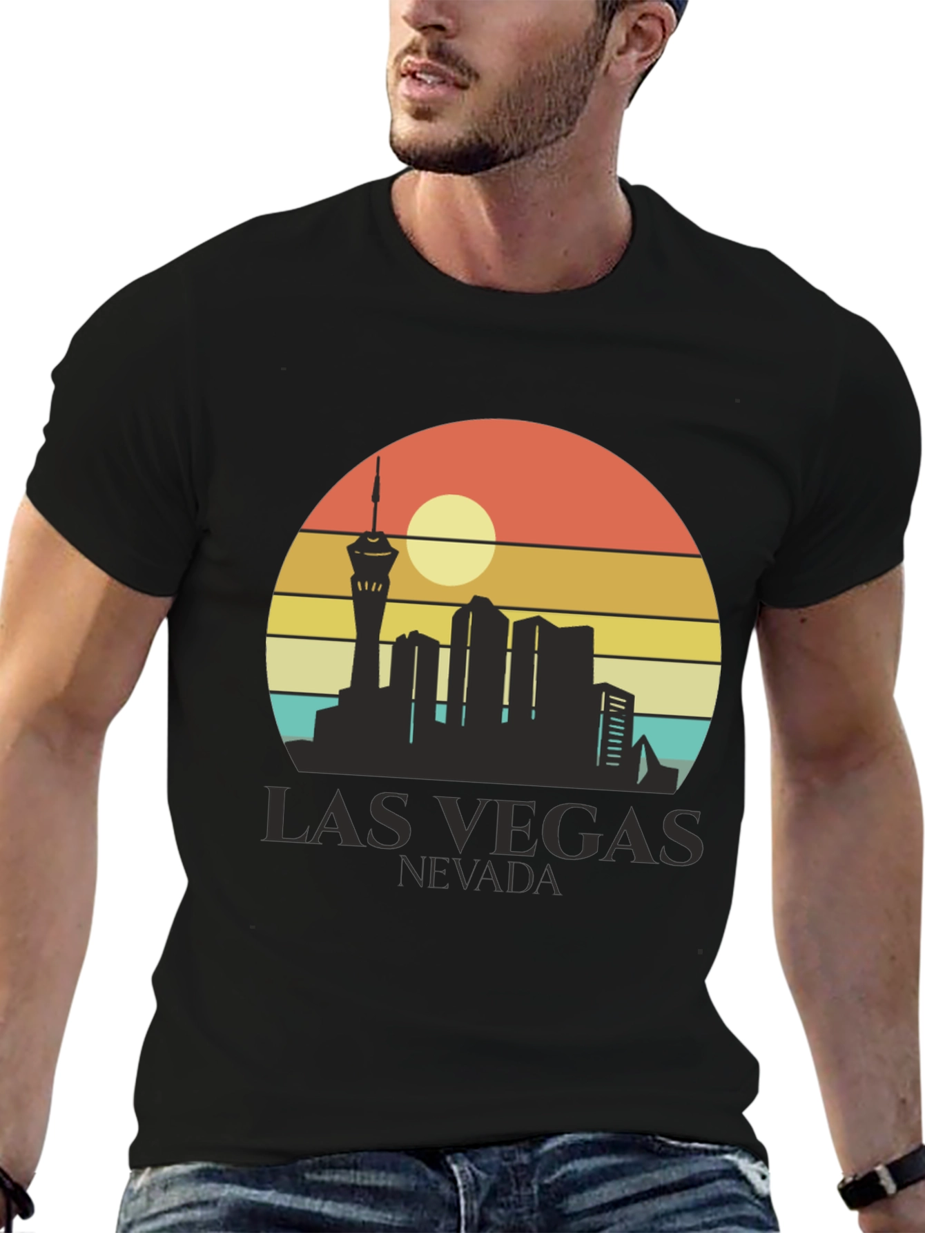 Black Las Vegas Nevada Skyline Graphic Tee view 6