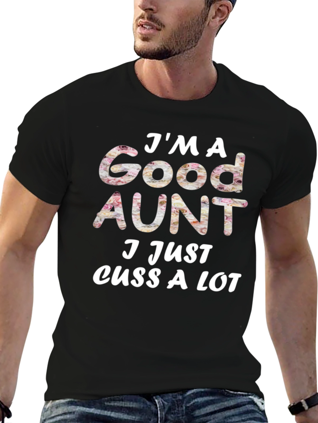 Black Funny "Good Aunt" Graphic Tee view 6