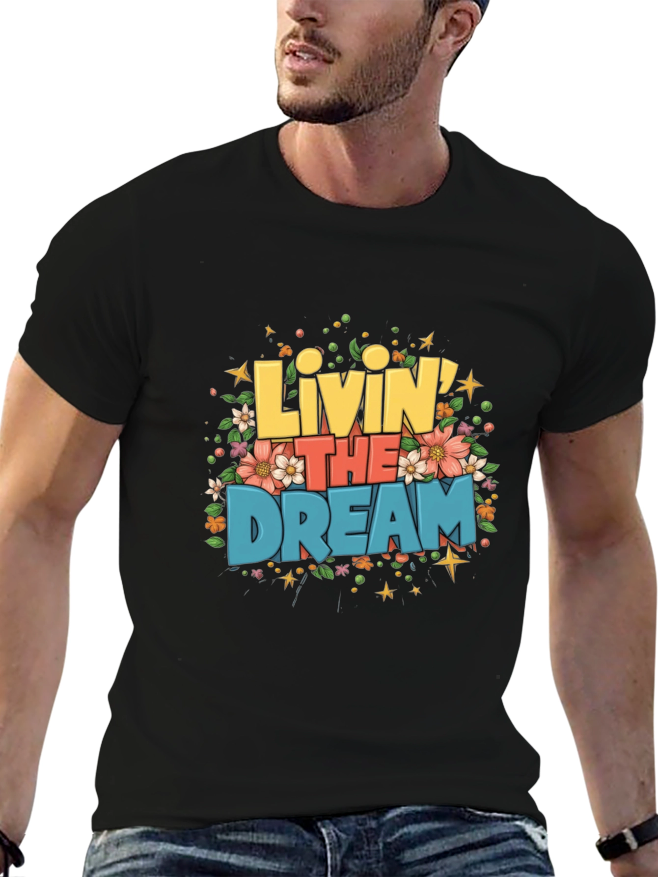 Black Livin' the Dream Graphic T-Shirt view 6