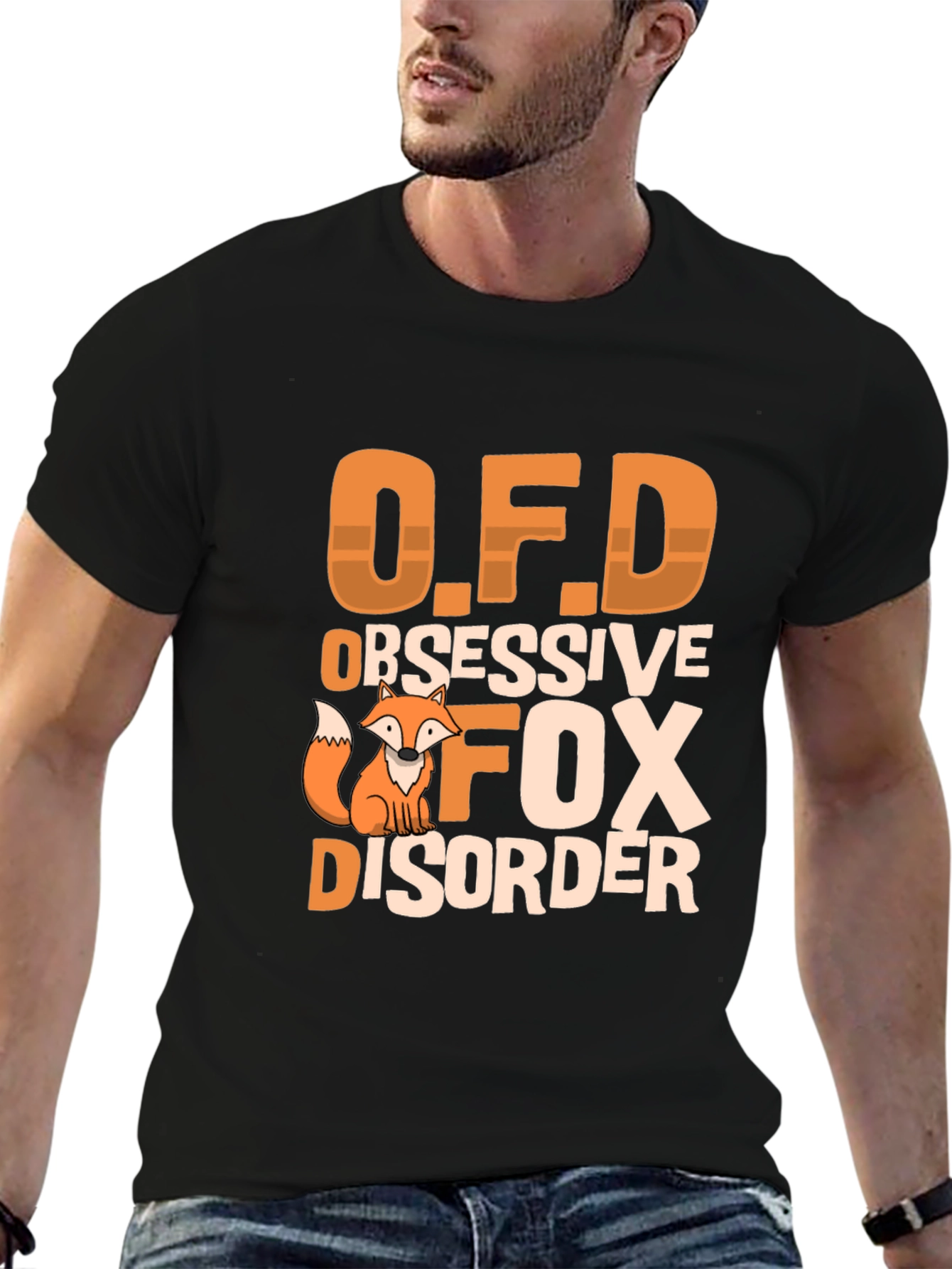 Black Obsessive Fox Disorder Black T-Shirt view 6