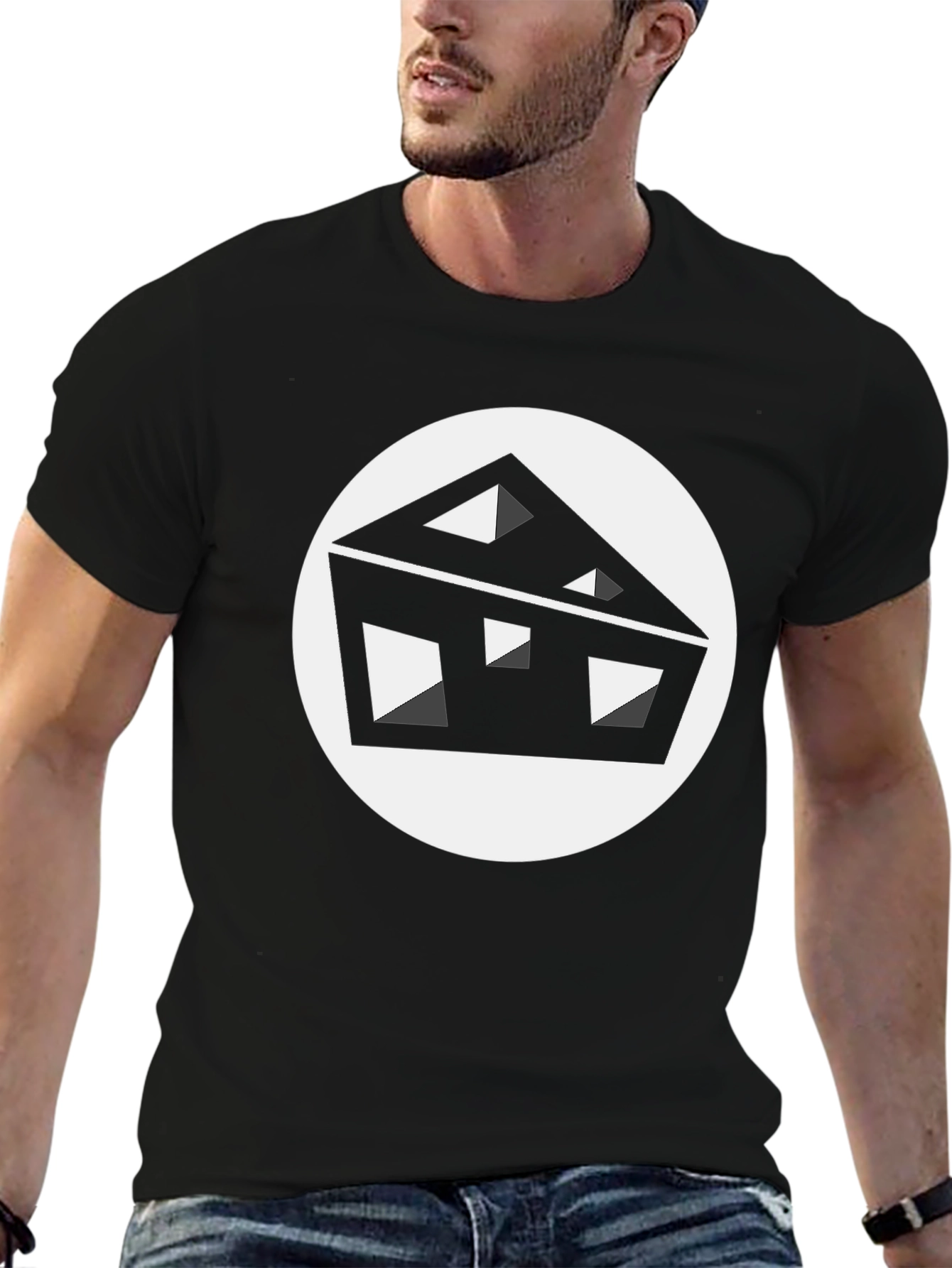 Black Modern Abstract Tee - Black view 6