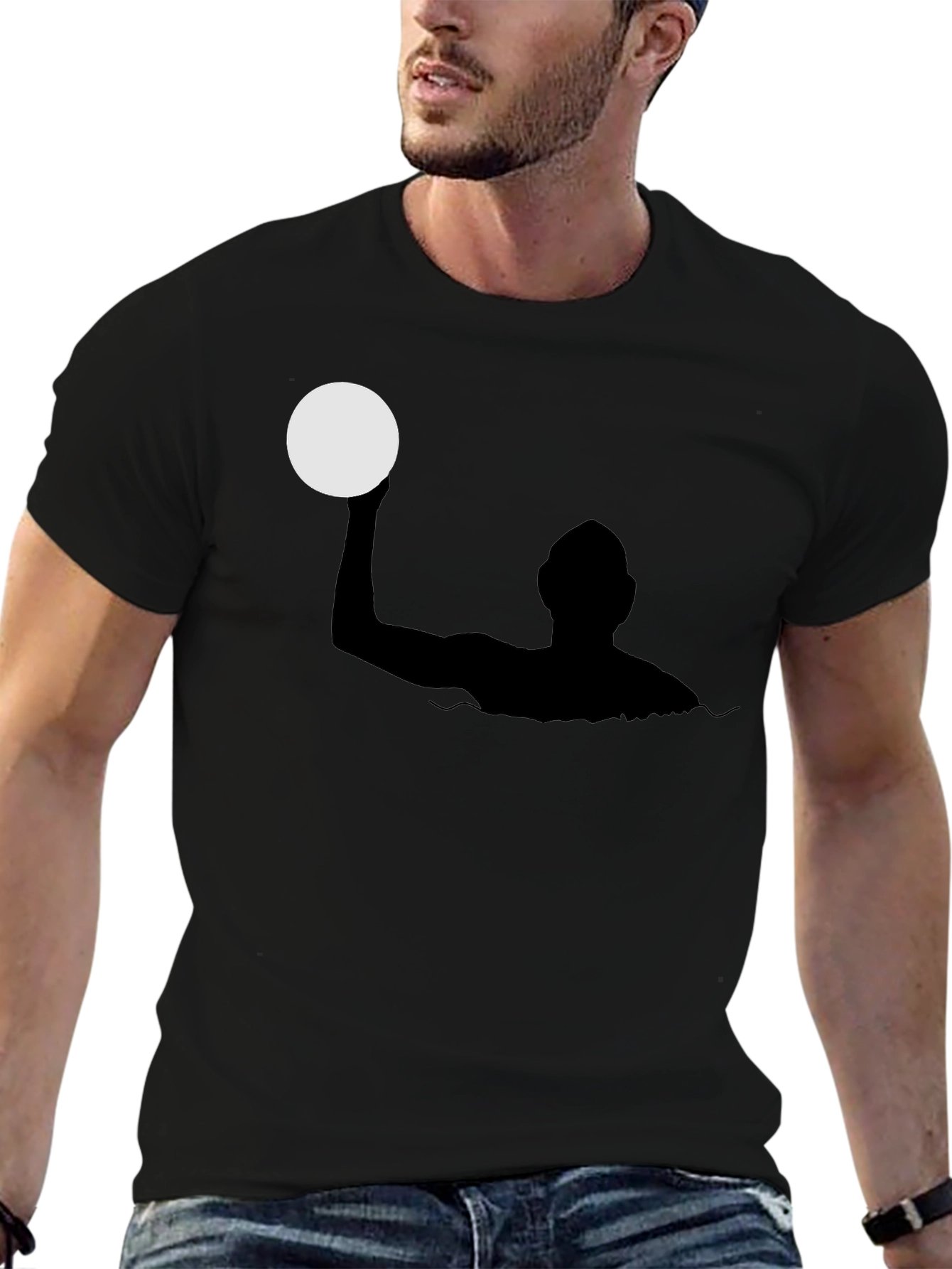 Black Water Polo Silhouette Black T-Shirt view 6