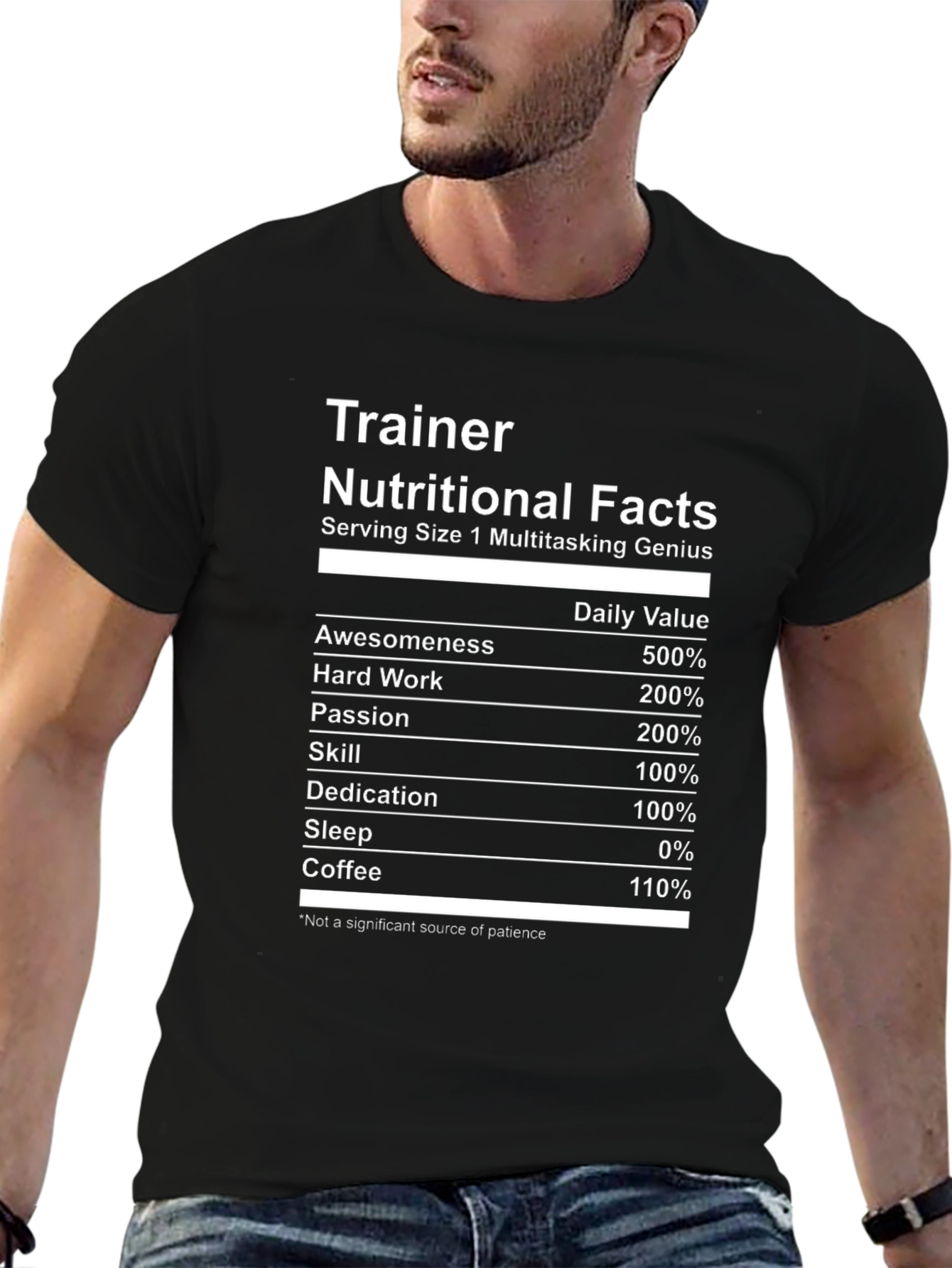 Black Trainer Nutritional Facts Novelty T-Shirt view 6