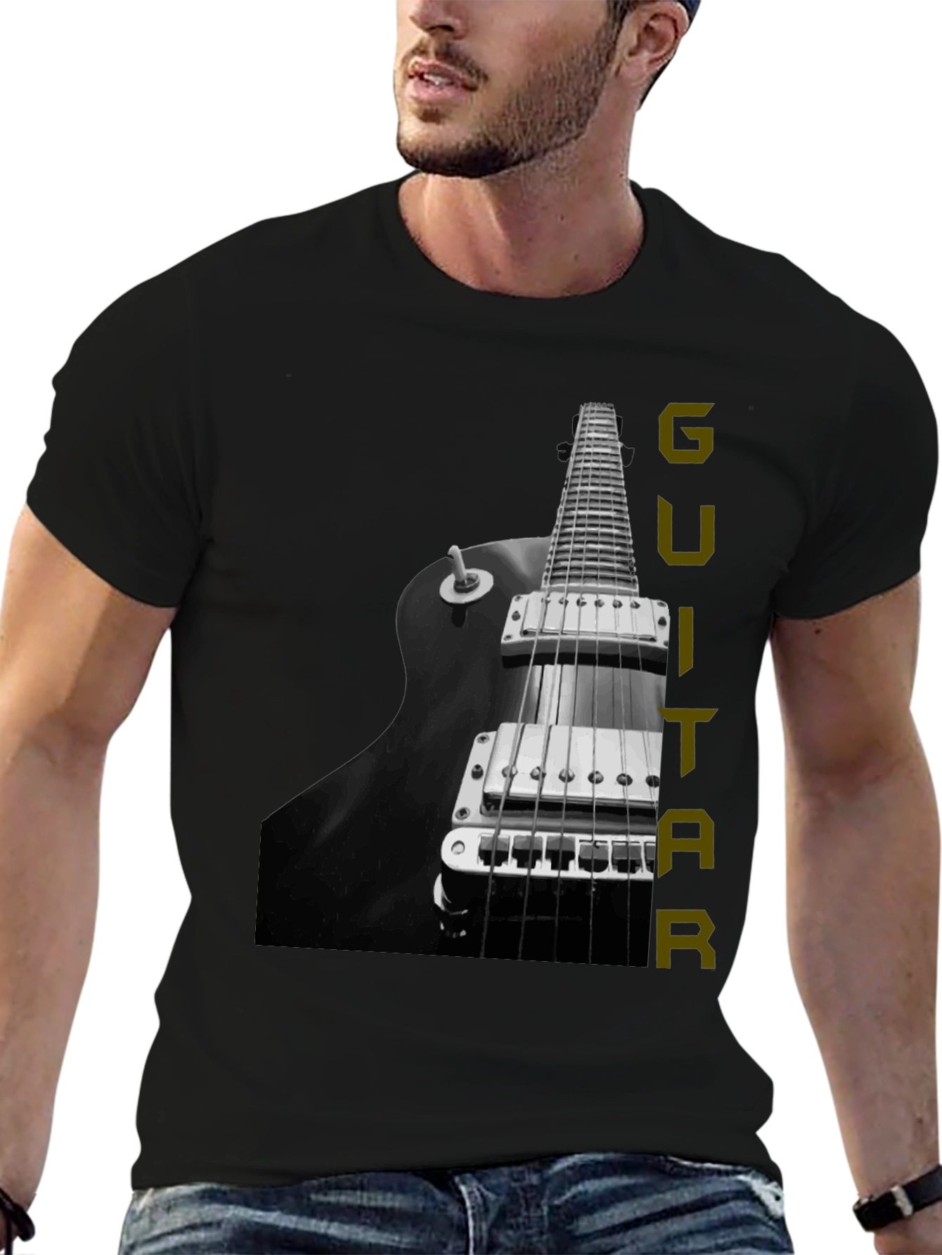 Black Guitar Graphic Tee - Musician T-Shirt view 6