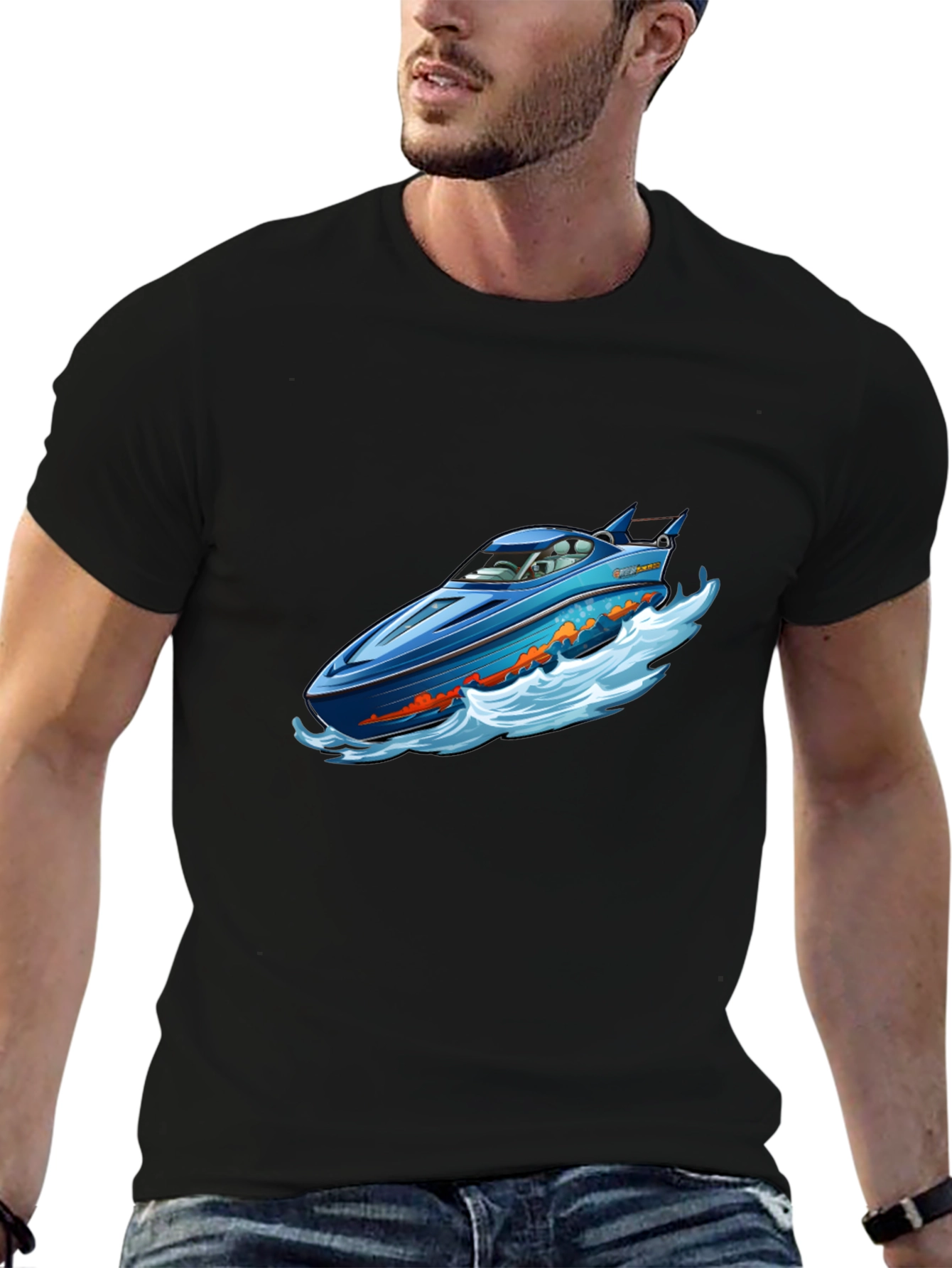 Black Blue Speedboat T-Shirt view 6