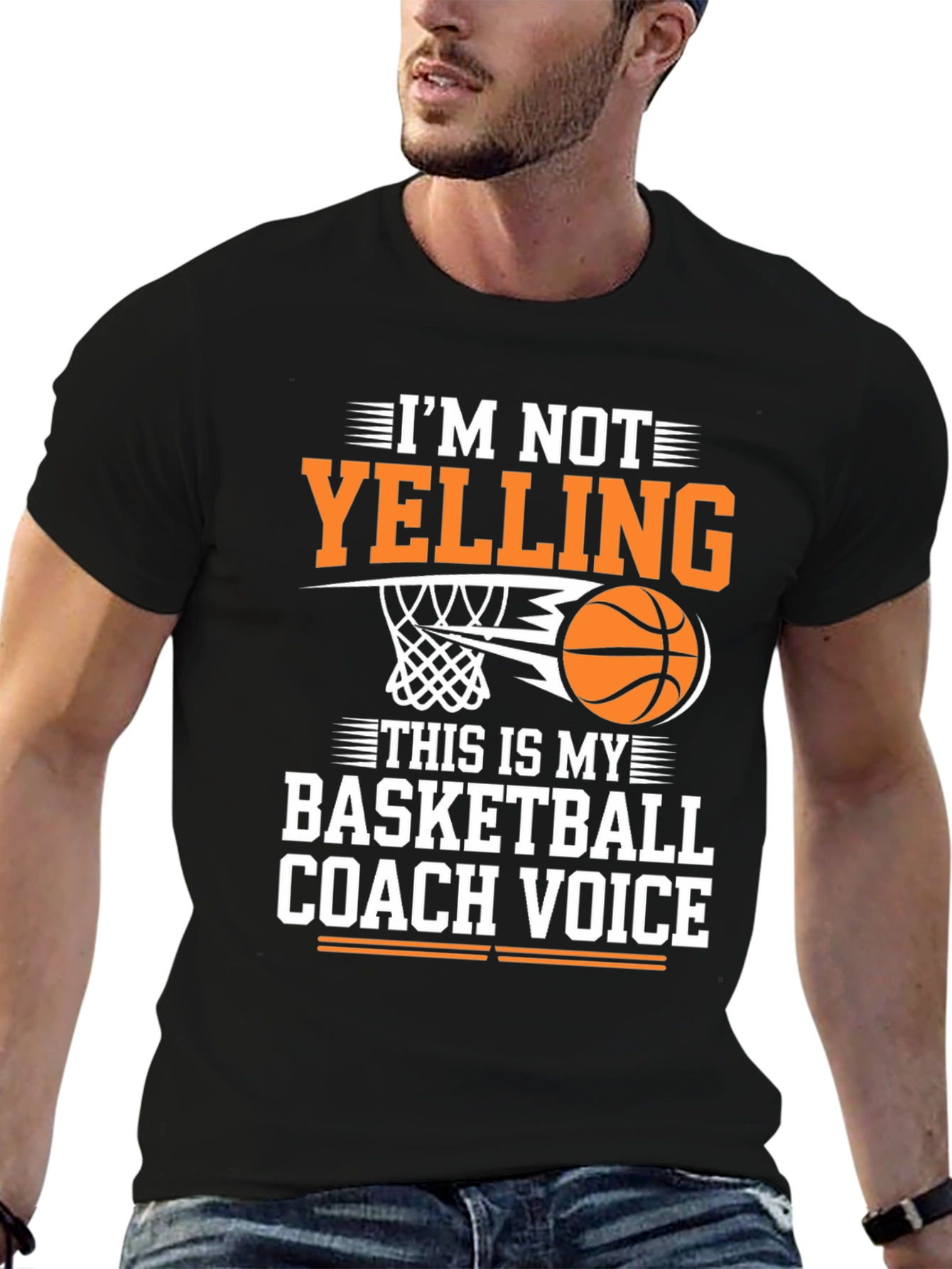 Black Basketball Coach Voice T-Shirt - Funny Sports Tee view 6
