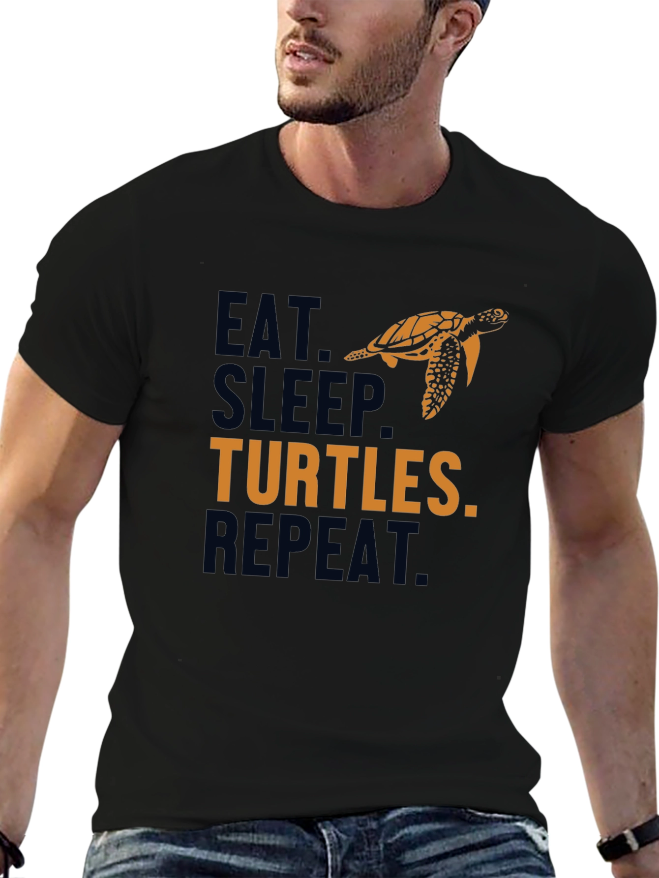 Black Eat Sleep Turtles Repeat Black Graphic Tee view 6