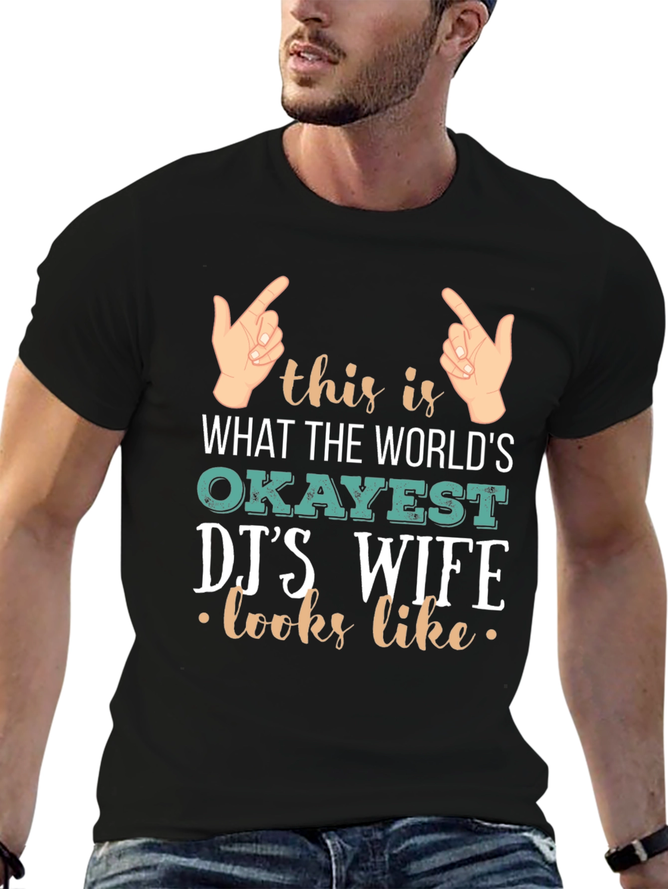 Black Okayest DJ's Wife T-Shirt - Novelty Graphic Tee view 6