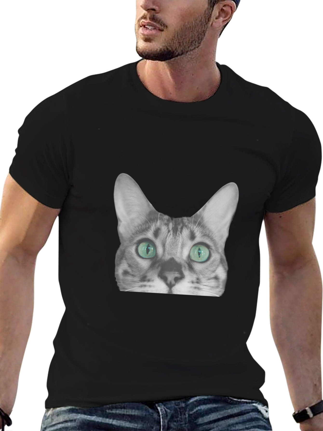 Black Cool Cat Graphic Tee - Black view 6