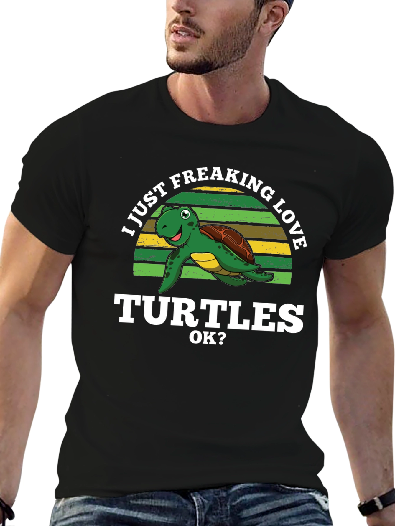 Black I Just Freaking Love Turtles Graphic T-Shirt view 6