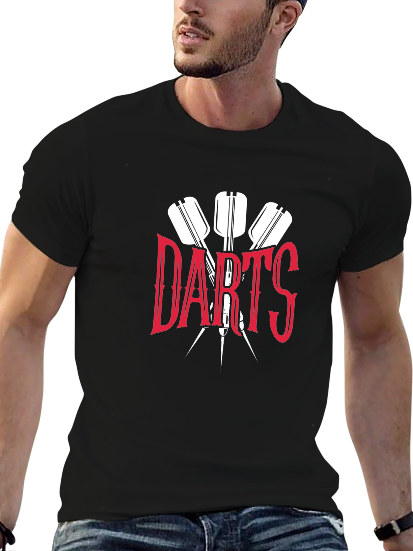 Black Darts Graphic T-Shirt - Black Casual Tee for Dart Players view 6
