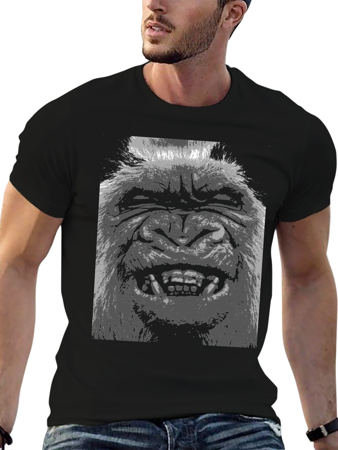 Black Bigfoot Graphic Tee - Black Cotton T-Shirt view 6