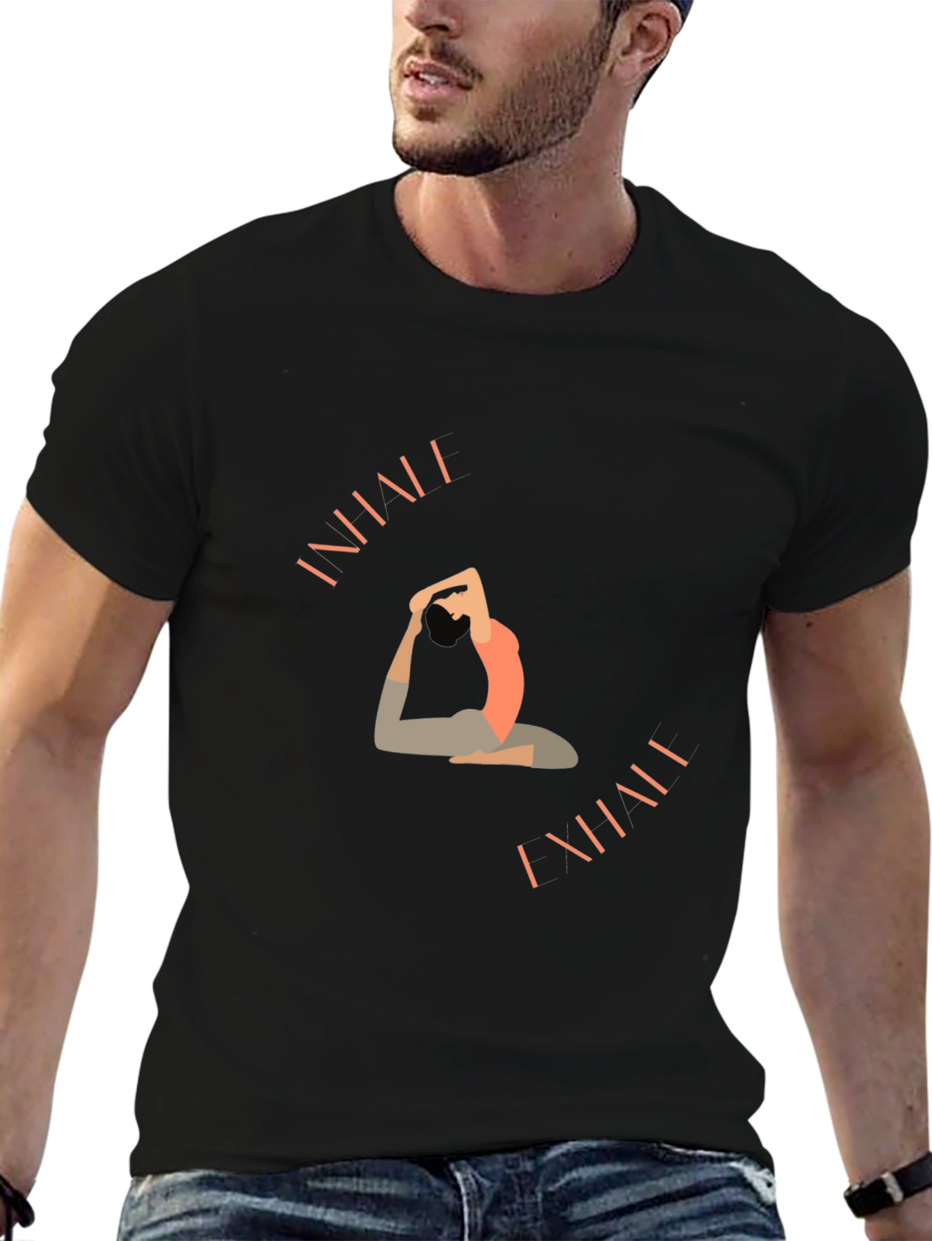 Black Yoga Pose Graphic T-Shirt - Black view 6