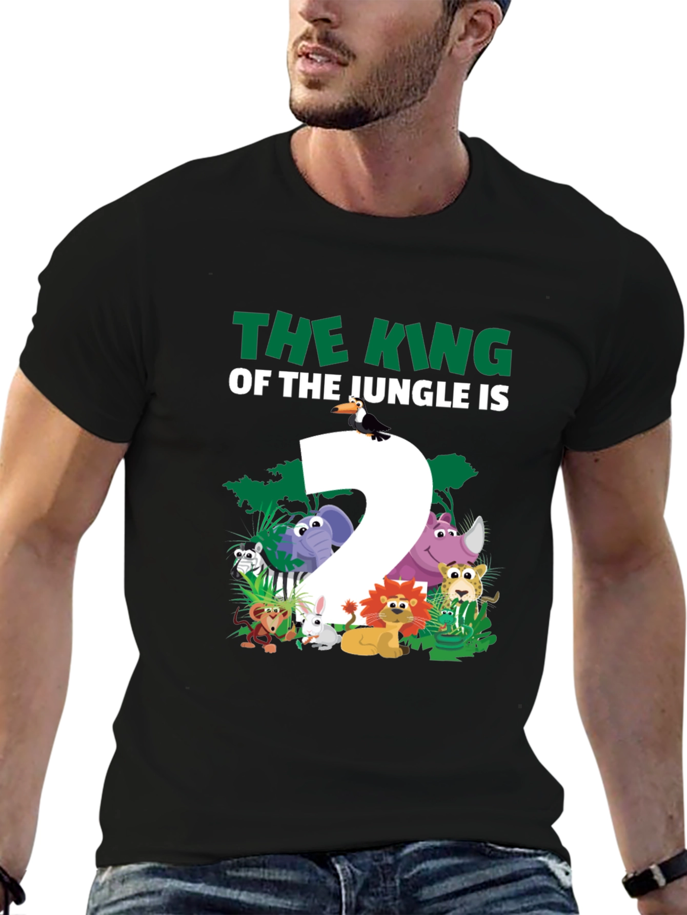 Black King of the Jungle Birthday T-Shirt - Two Year Old view 6