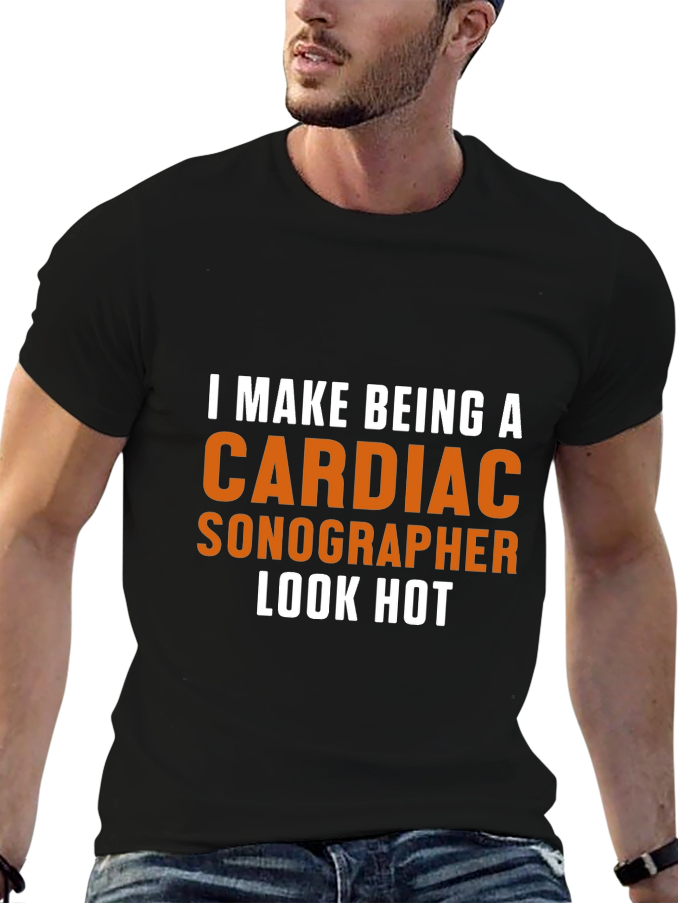 Black Cardiac Sonographer Tee - Makes Being One Look HOT! view 6