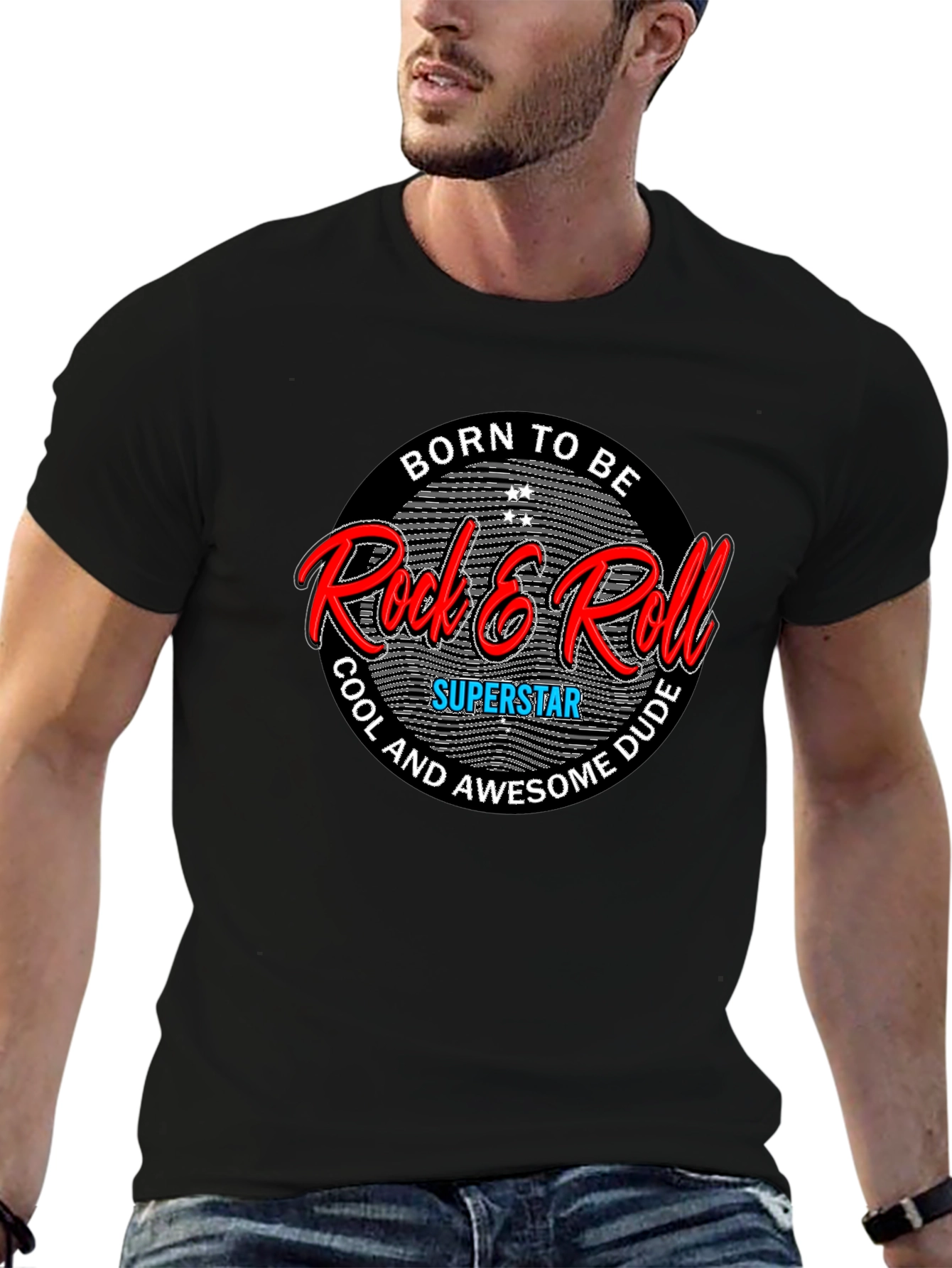 Black Rock & Roll Superstar Black T-Shirt view 6