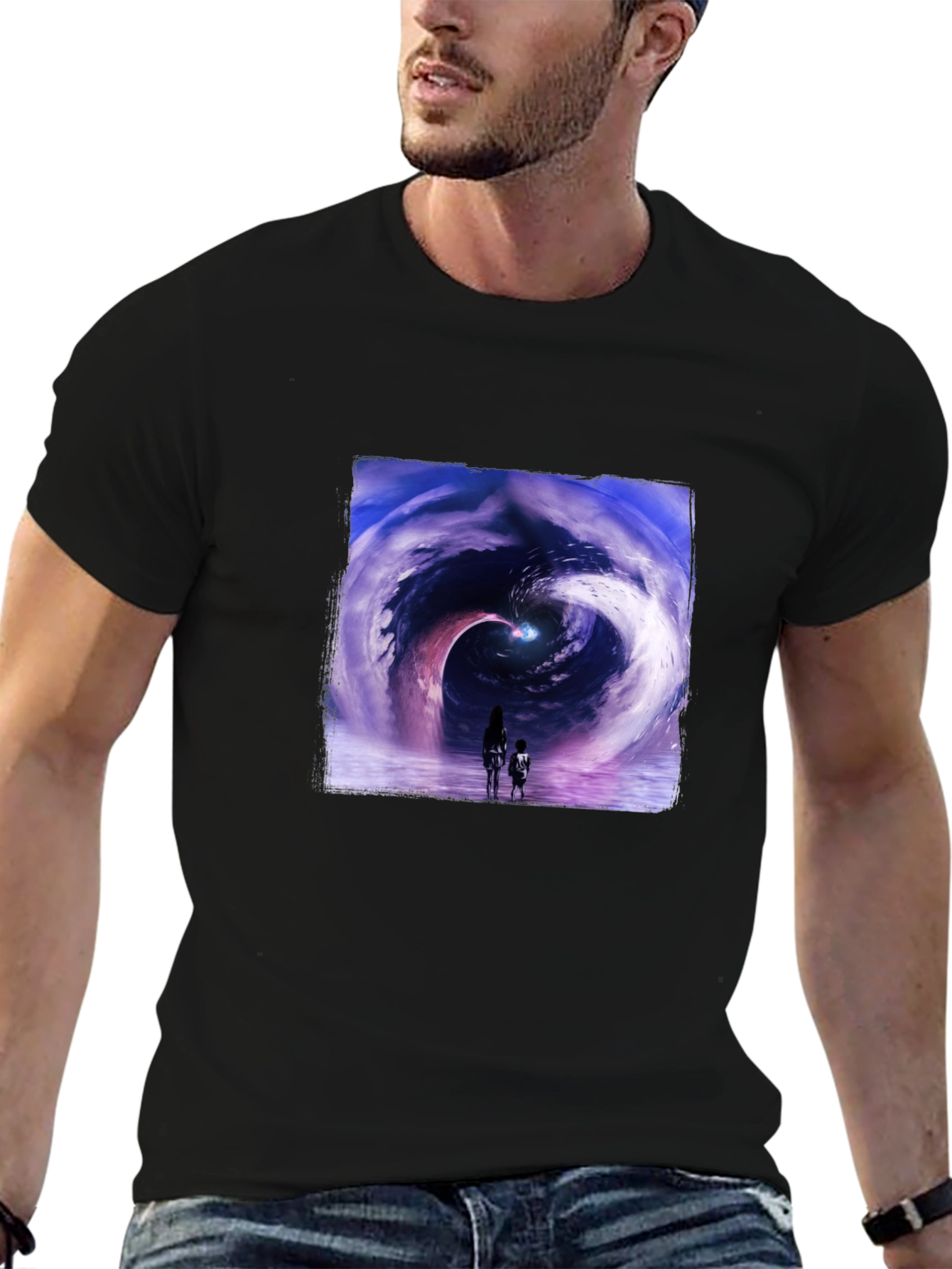 Black Cosmic Journey Graphic T-Shirt - Black view 6