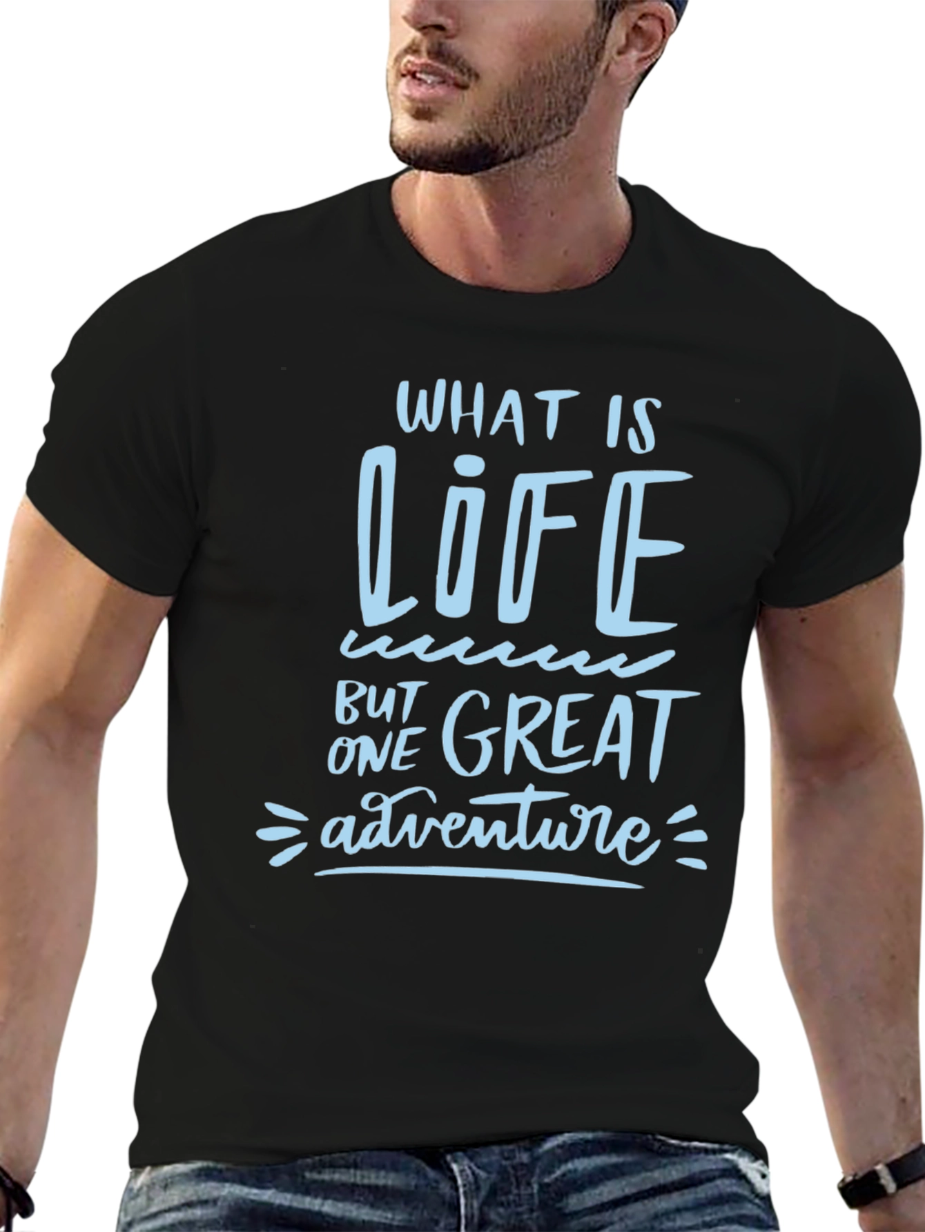 Black Life is One Great Adventure Black Graphic Tee view 6