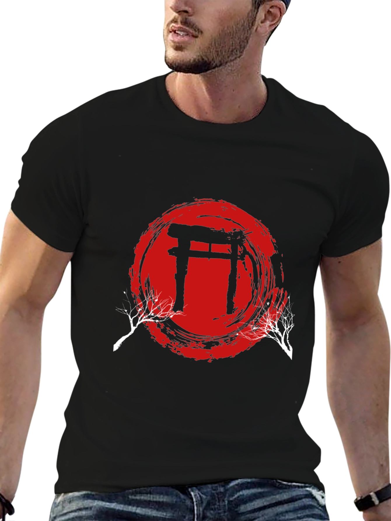 Black Japanese Torii Gate T-Shirt view 6