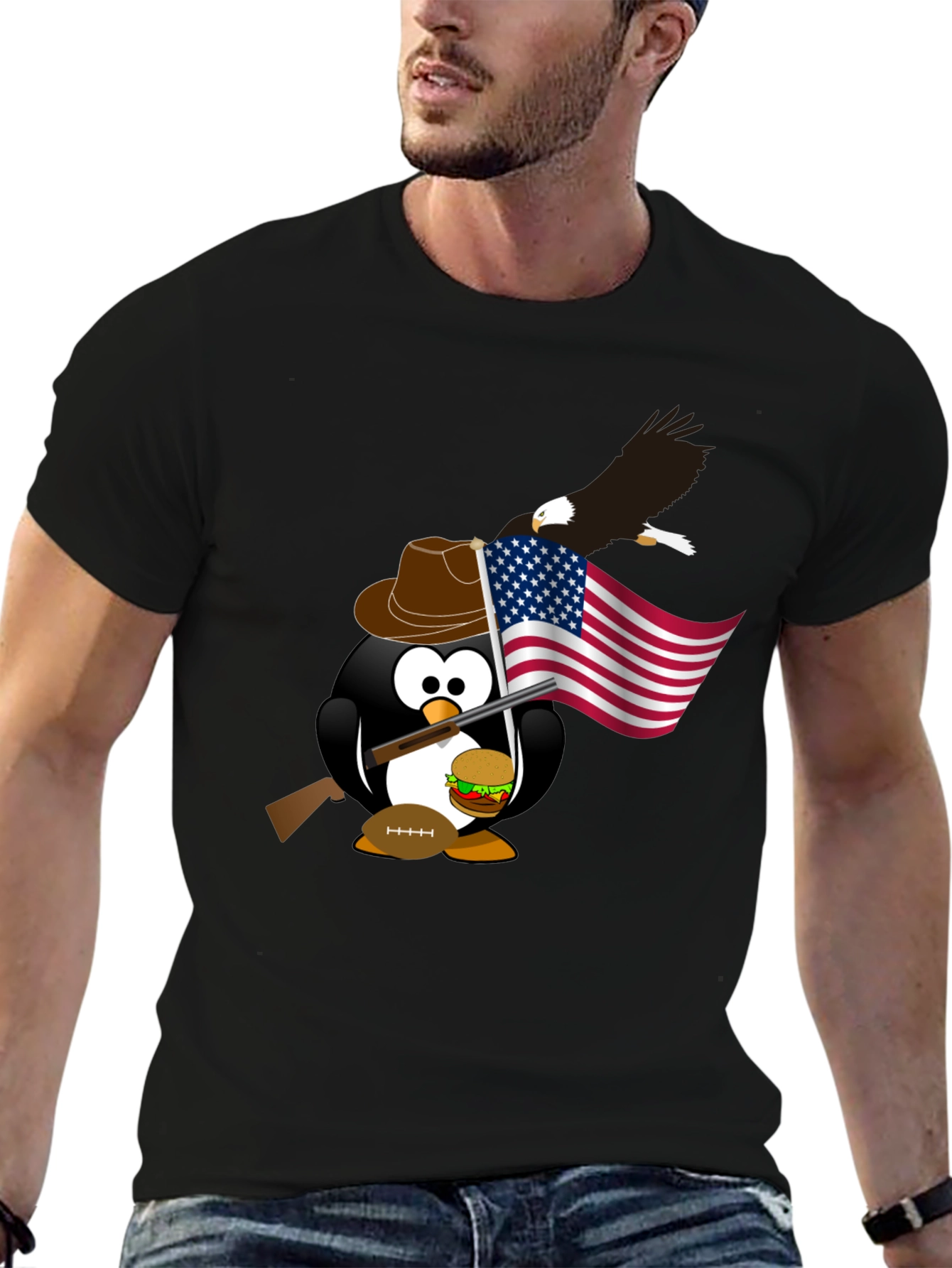 Black Patriotic Penguin T-Shirt view 6