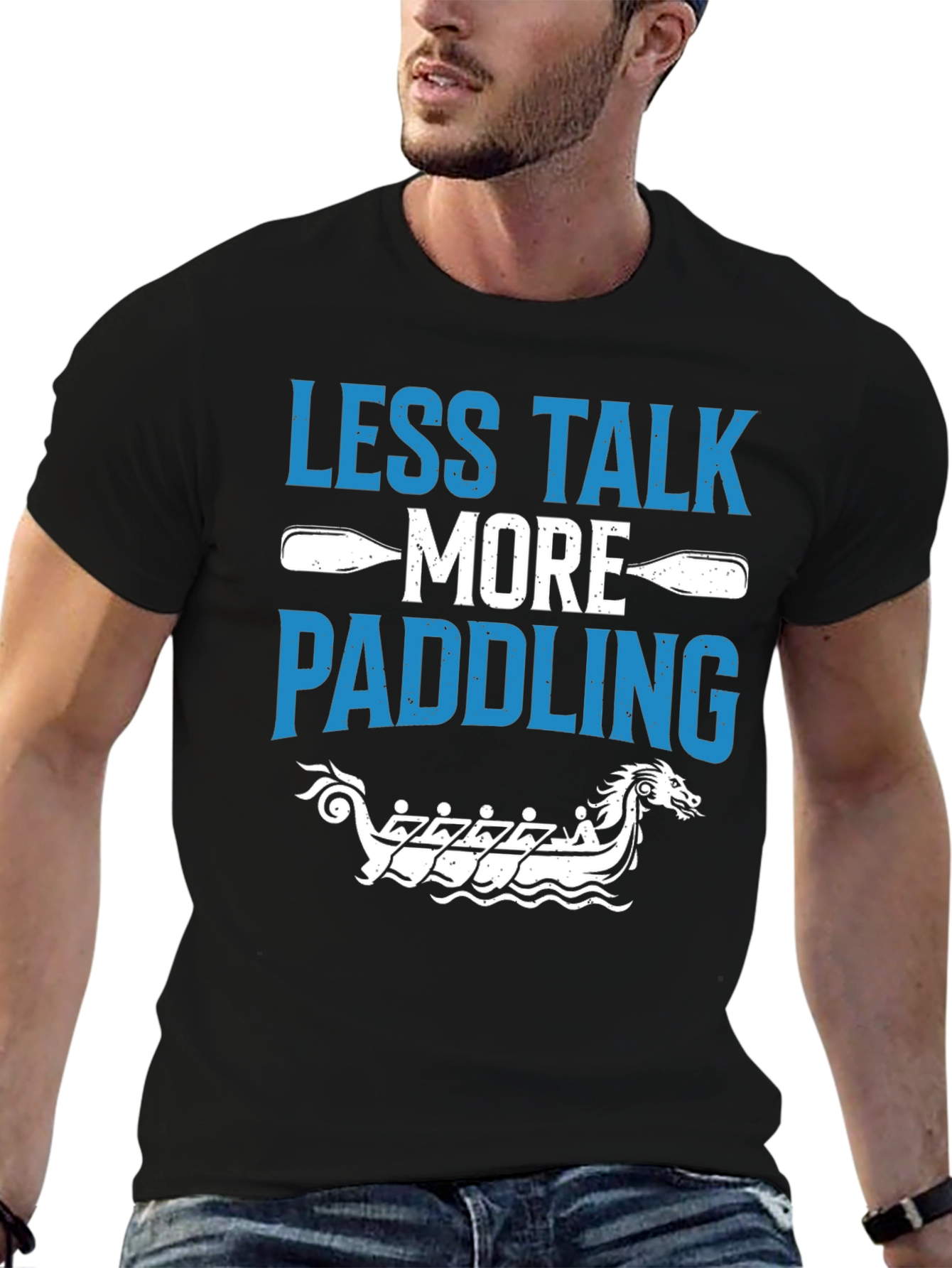 Black Less Talk More Paddling Graphic Tee view 6