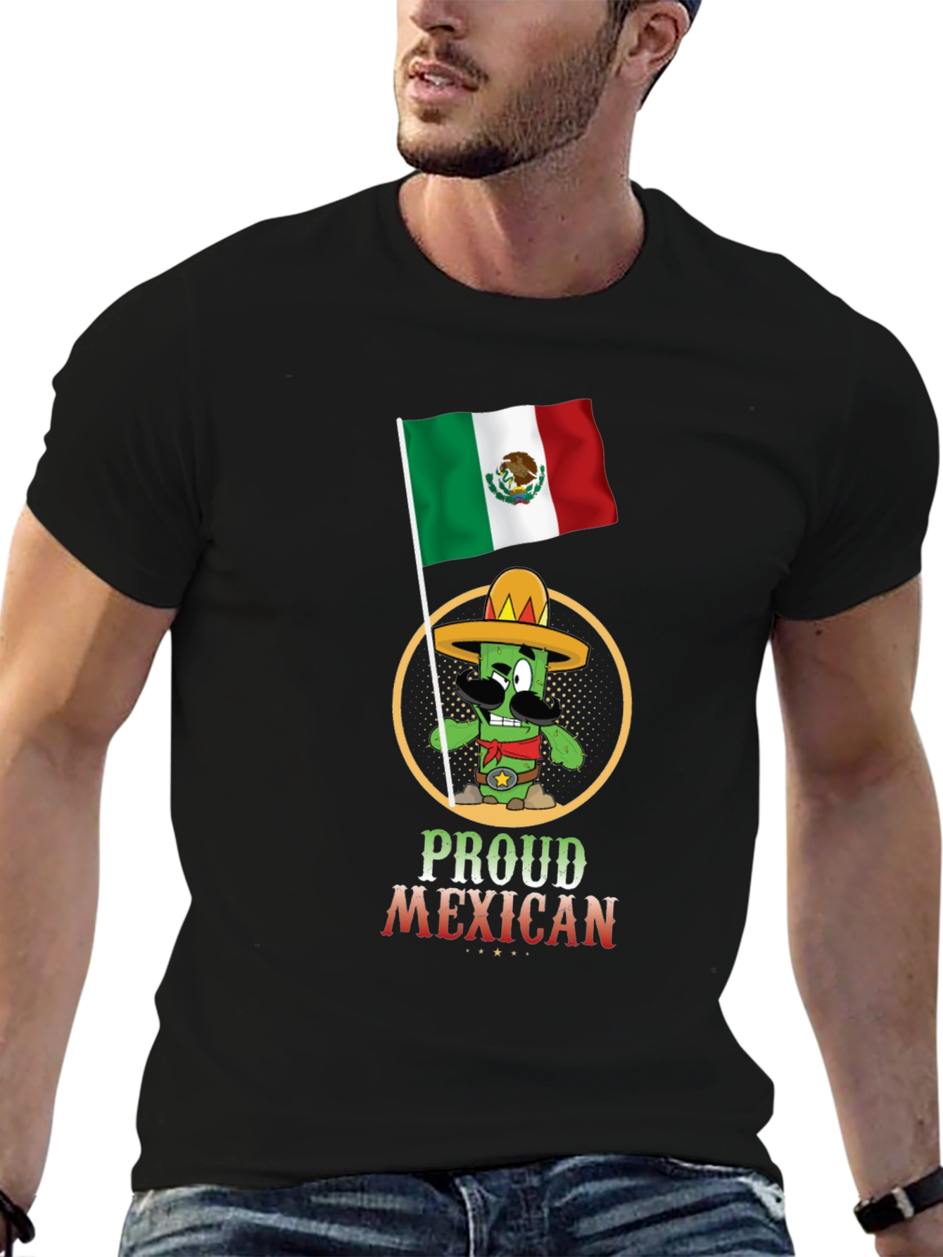 Black Proud Mexican T-Shirt - Cactus Graphic Tee view 6