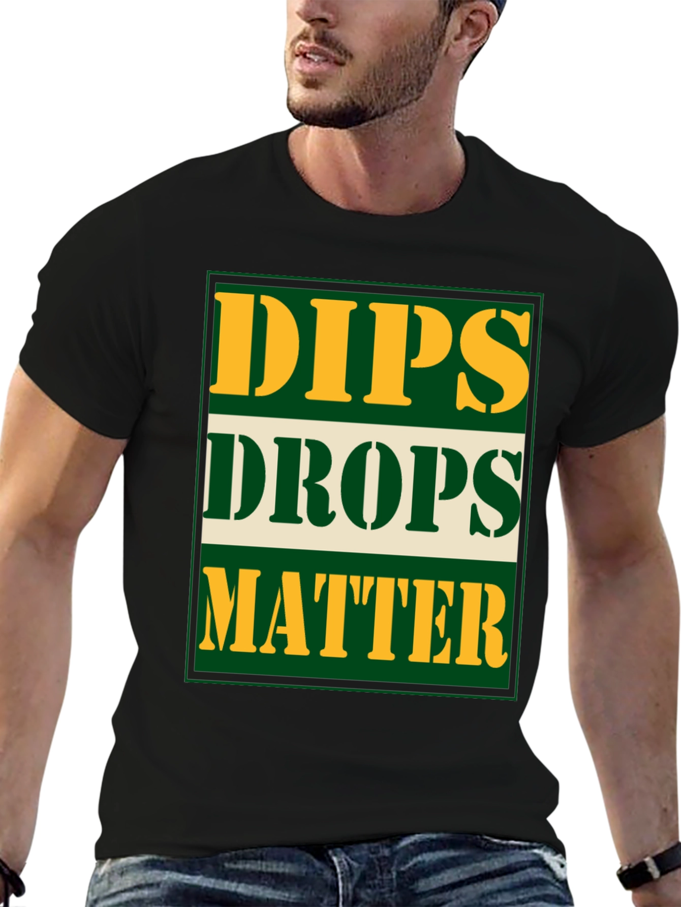 Black Dips Drops Matter Graphic Tee - Novelty Gym T-Shirt view 6