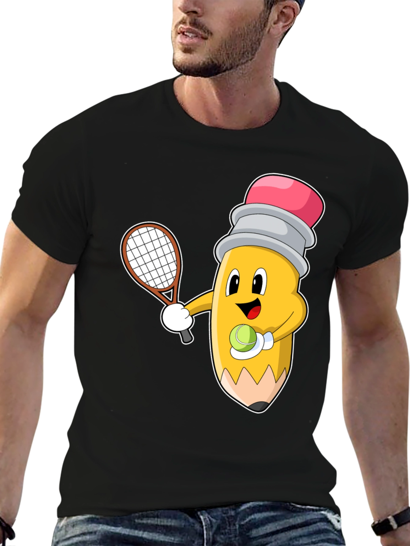 Tennis Pencil Graphic Tee - Funny Sport Shirt - 6