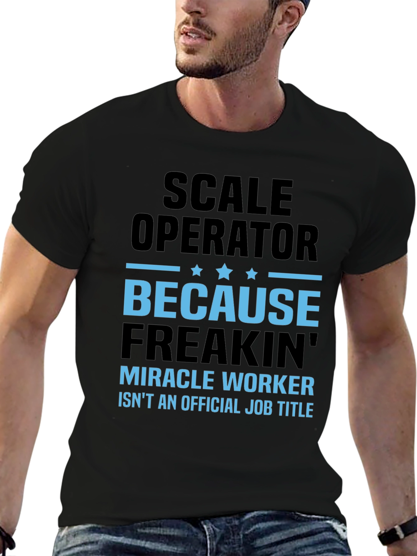 Black Scale Operator T-Shirt - Miracle Worker Humor view 6