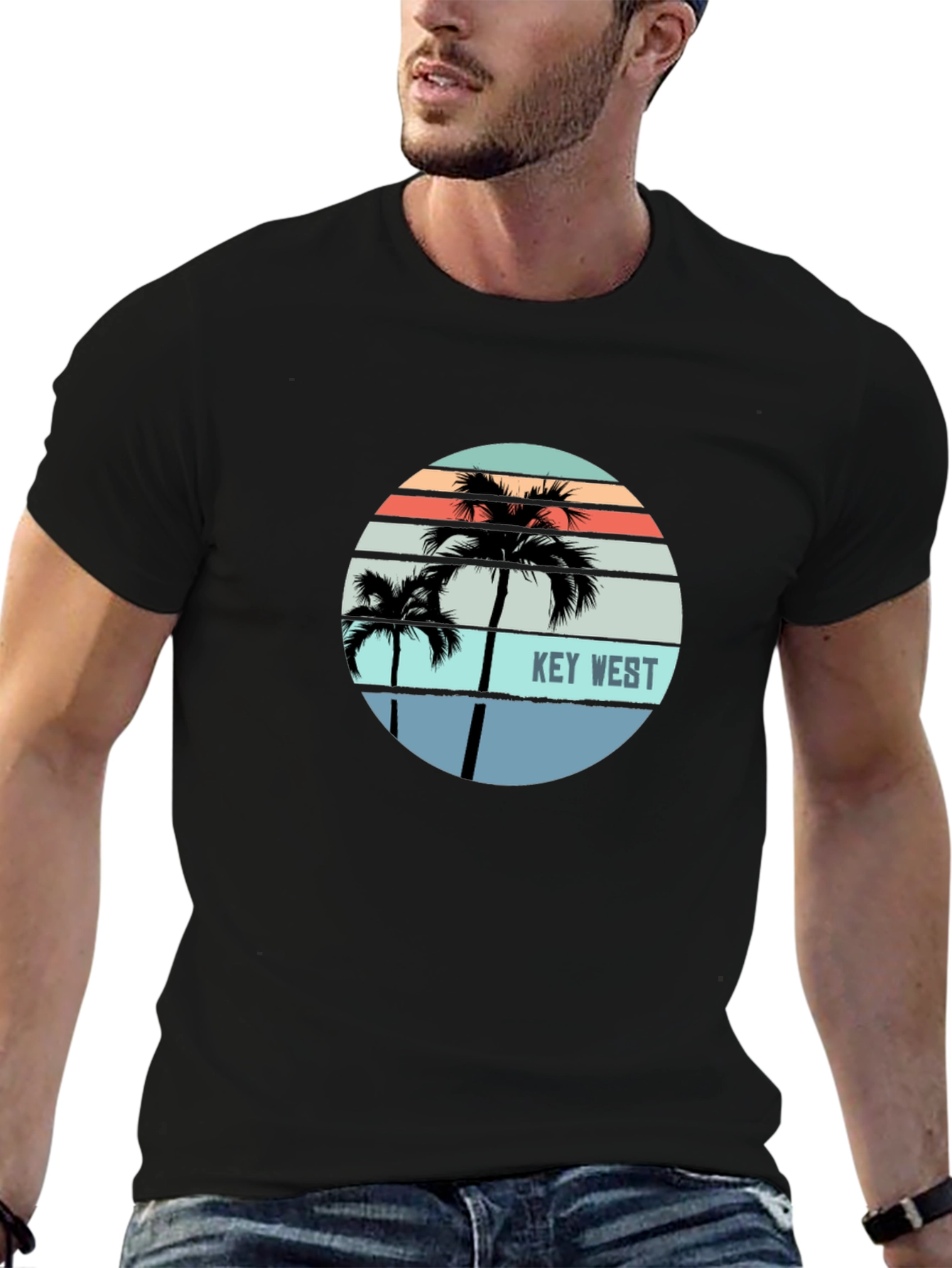 Black Key West Palm Tree Graphic Tee - Island Style view 6