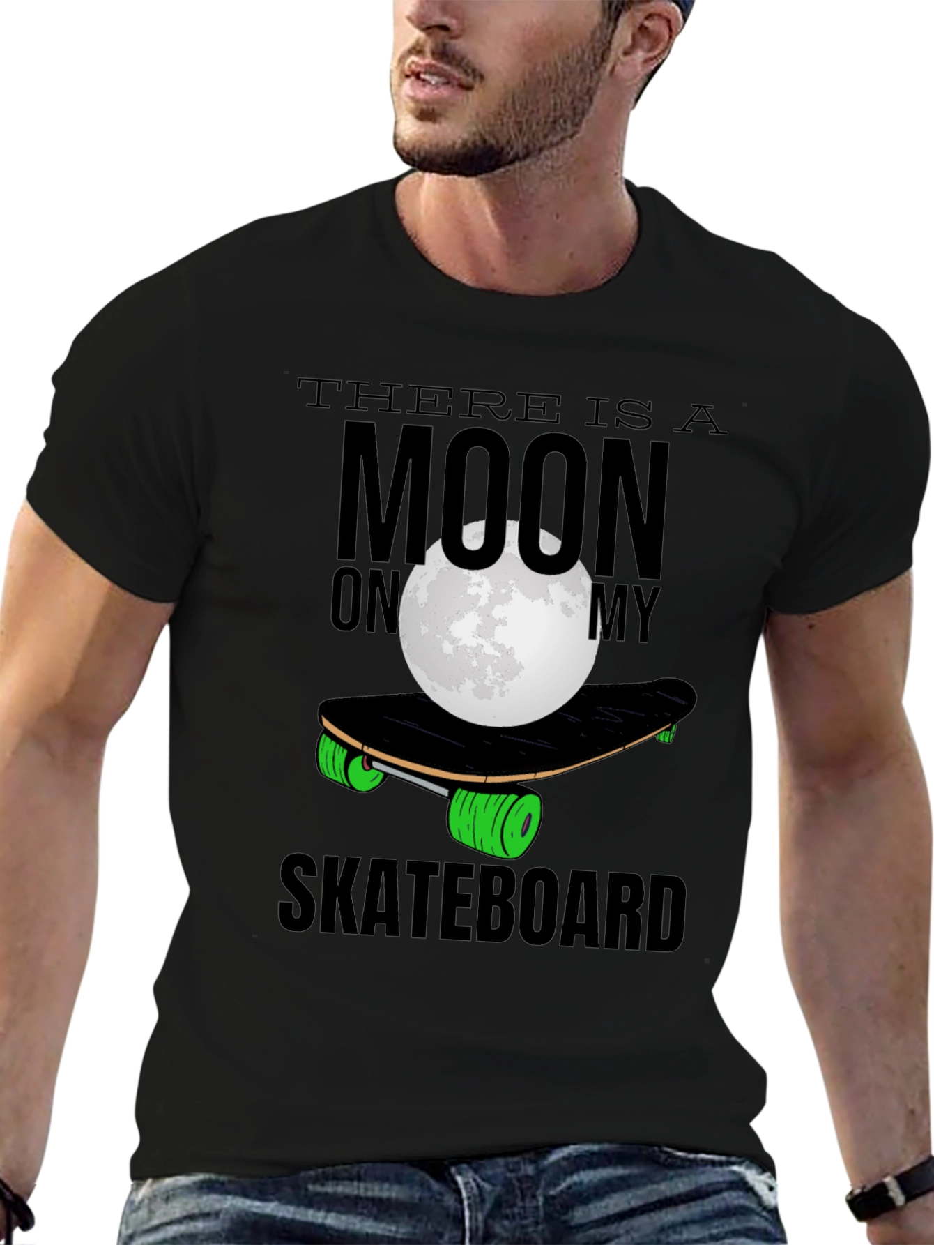 Black Moon Skateboard T-Shirt - Unique Graphic Tee view 6